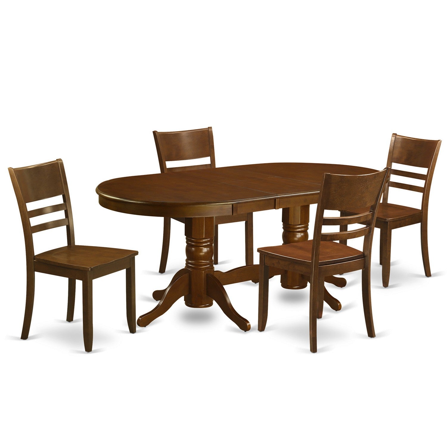 VALY5-ESP-W 5 Pc Vancouver Kitchen Table with a 17in Leaf and 4 Wood dinette Chairs