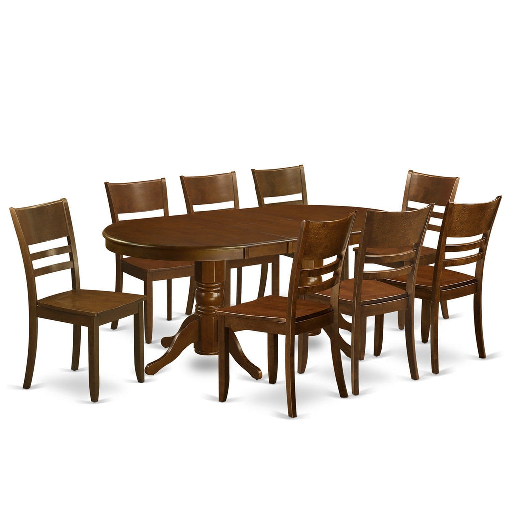 East West Furniture VALY9-ESP-W 9 Piece Kitchen Table & Chairs Set Includes an Oval Dining Room Table with Butterfly Leaf and 8 Dining Chairs