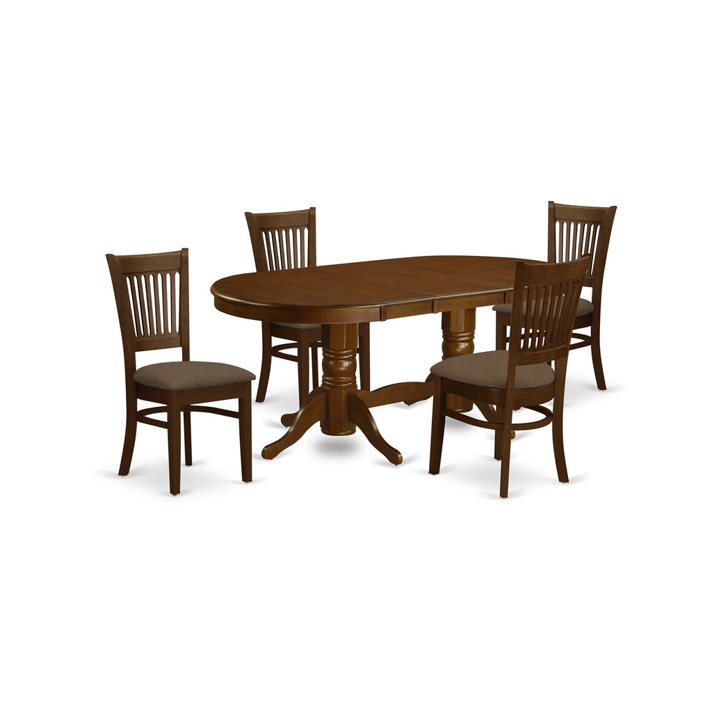 Juego de mesa de comedor East West Furniture VANC5-ESP-C de 5 piezas para 4 personas. Incluye una mesa de cocina ovalada con diseño de hojas de mariposa y 4 sillas de comedor de tela de lino.