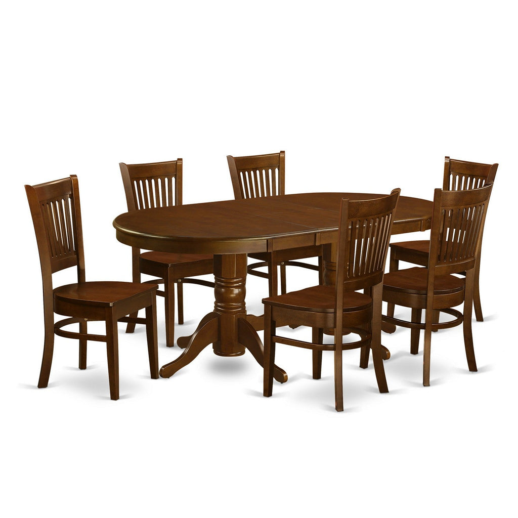 East West Furniture VANC7-ESP-W 7 Piece Modern Dining Table Set Consist of an Oval Wooden Table with Butterfly Leaf and 6 Dining Room Chairs