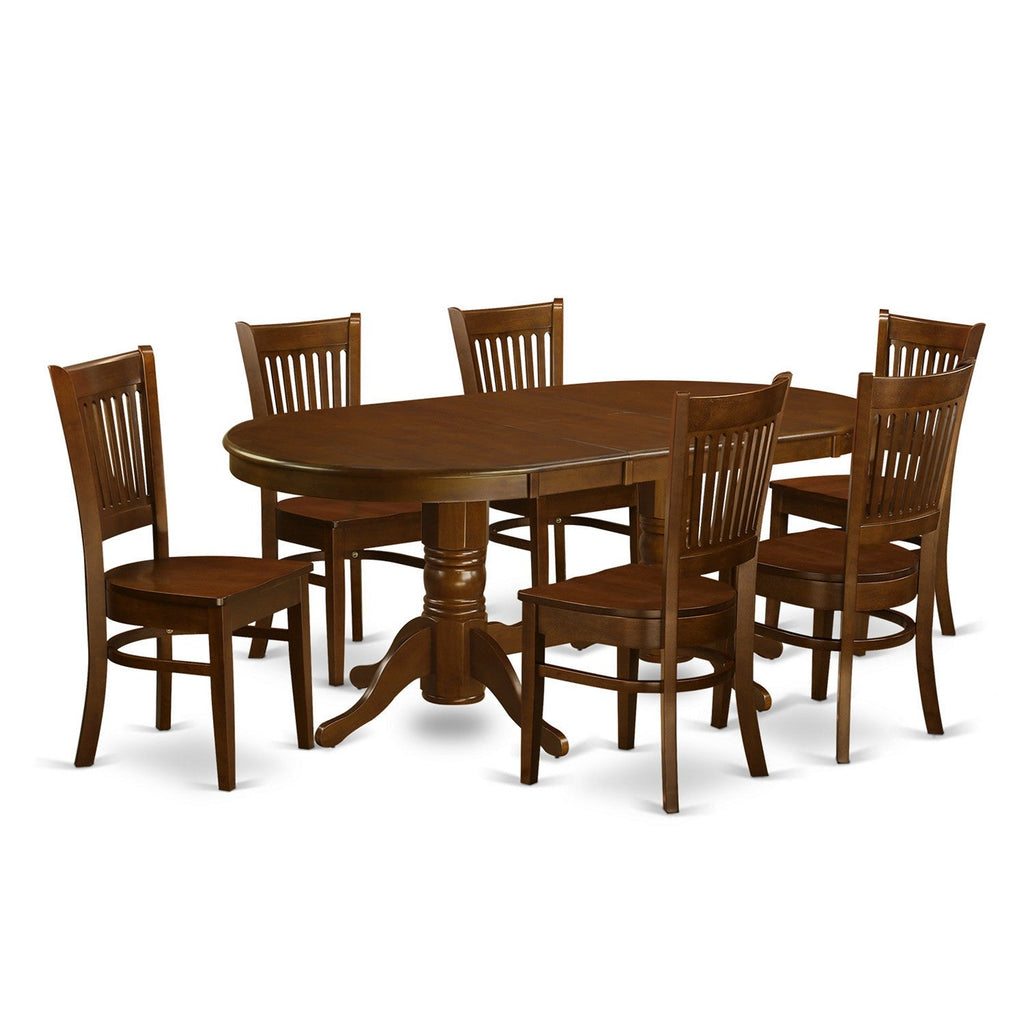 East West Furniture VANC7-ESP-W 7 Piece Modern Dining Table Set Consist of an Oval Wooden Table with Butterfly Leaf and 6 Dining Room Chairs, 40x76 Inch, Espresso