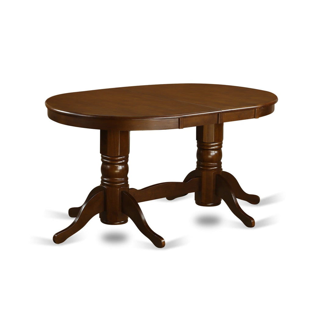 East West Furniture VAT-ESP-TP Vancouver Dining Room Table - an Oval kitchen Table Top with Butterfly Leaf & Double Pedestal Base