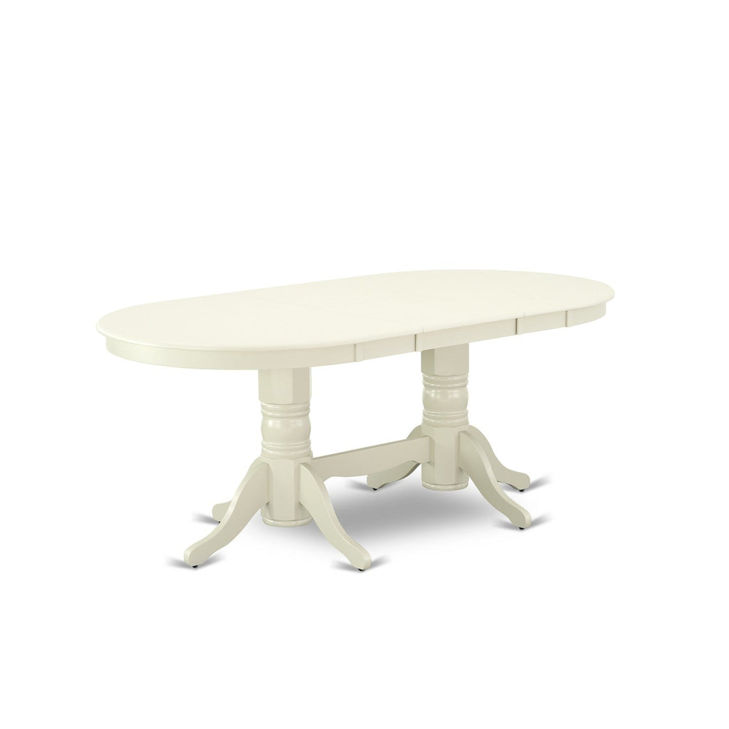 East West Furniture VAVA9-LWH-C 9 Piece Dining Set Includes an Oval Dining Room Table with Butterfly Leaf and 8 Linen Fabric Upholstered Kitchen Chairs