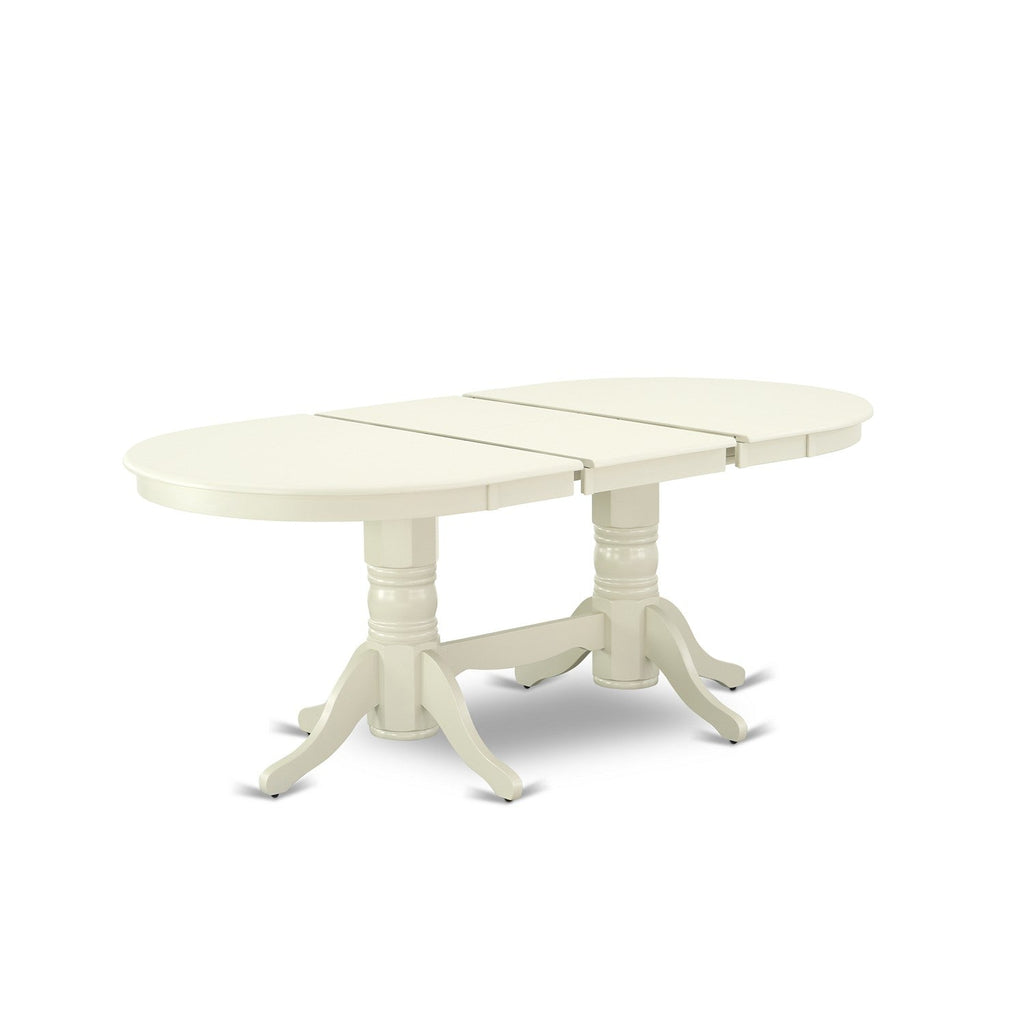 East West Furniture VAVA9-LWH-C 9 Piece Dining Set Includes an Oval Dining Room Table with Butterfly Leaf and 8 Linen Fabric Upholstered Kitchen Chairs