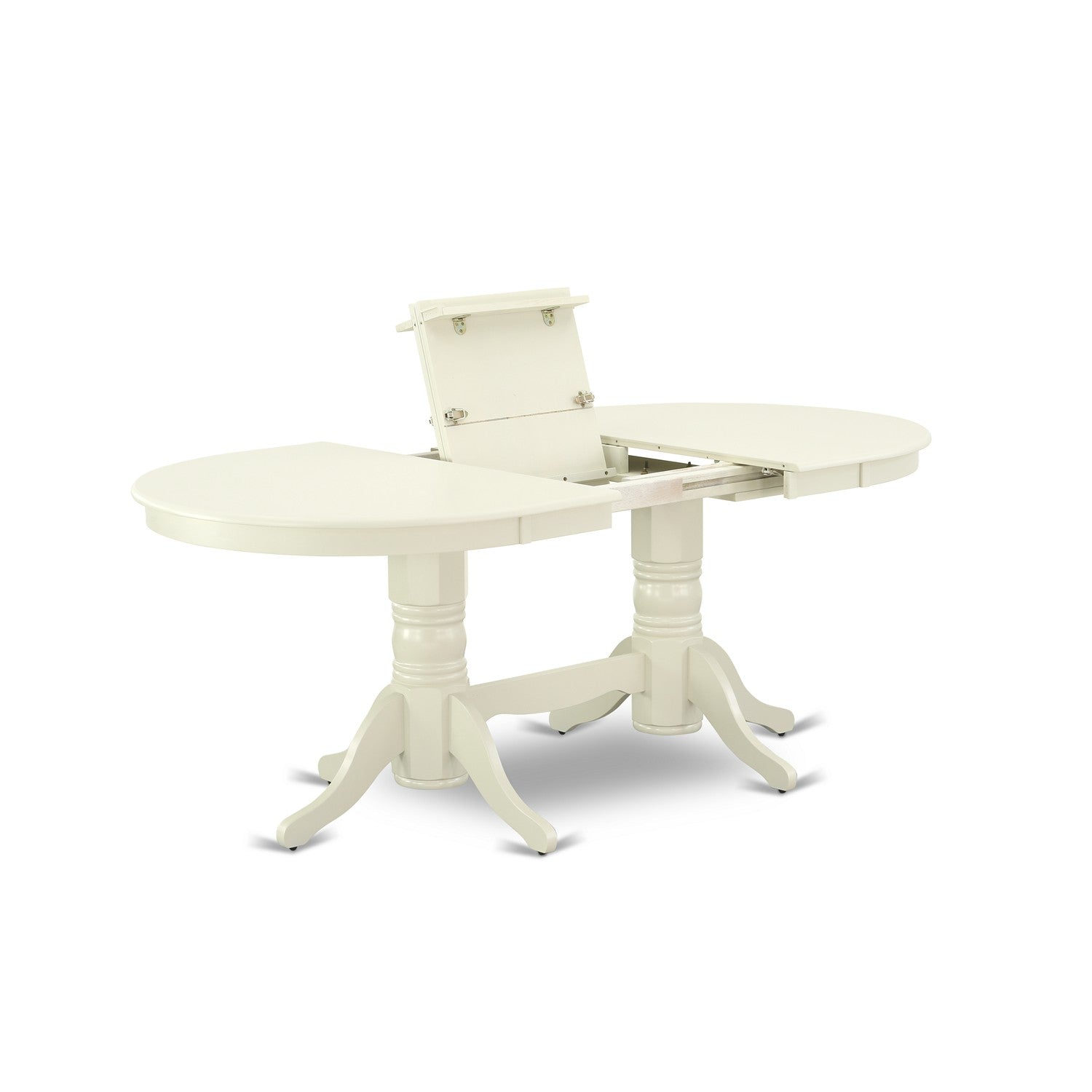 EAST WEST FURNITURE - VAVA7-LWH-W - 7-Pc Dining Table Set- 6 Wooden Chairs with Wooden Seat and Slatted Chair Back - Removable leaf Kitchen Table - linen white Finish
