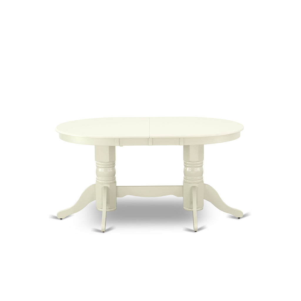 East West Furniture VAAB5-LWH-64 5 Piece Dining Set Includes an Oval Dining Room Table with Butterfly Leaf and 4 White Faux Leather Upholstered Parson Chairs