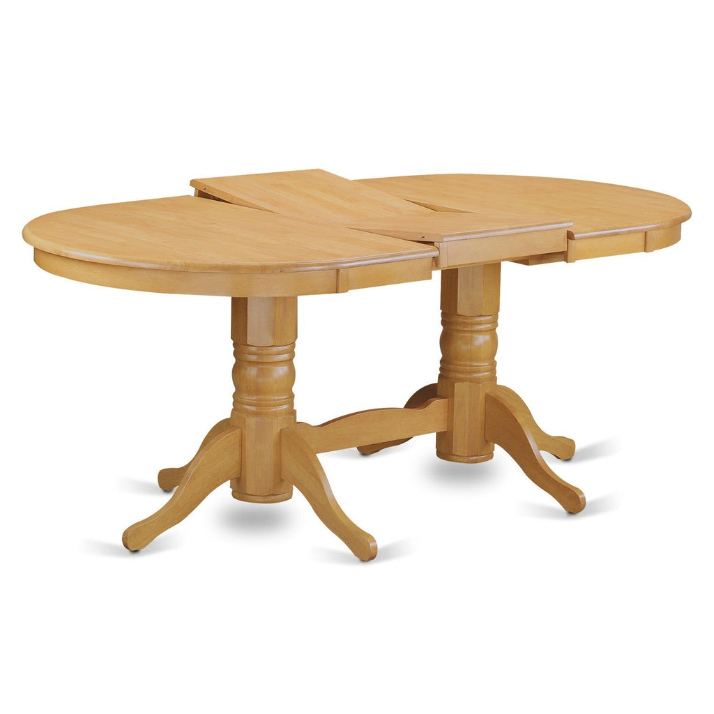 East West Furniture VAAB7-OAK-55 7 Piece Dinette Set Consist of an Oval Dining Room Table with Butterfly Leaf and 6 Oasis Blue Faux Leather Upholstered Chairs