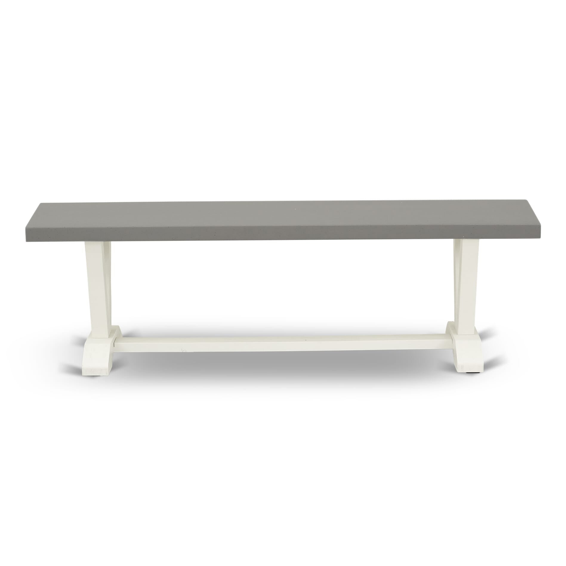 East West Furniture V096MZ015-6 6-Piece Dinner Table Set Includes a Modern Table - 4 Baby Blue Linen Fabric Dining Chairs with Stylish Back and a Small Bench - Wire Brushed linen white Finish