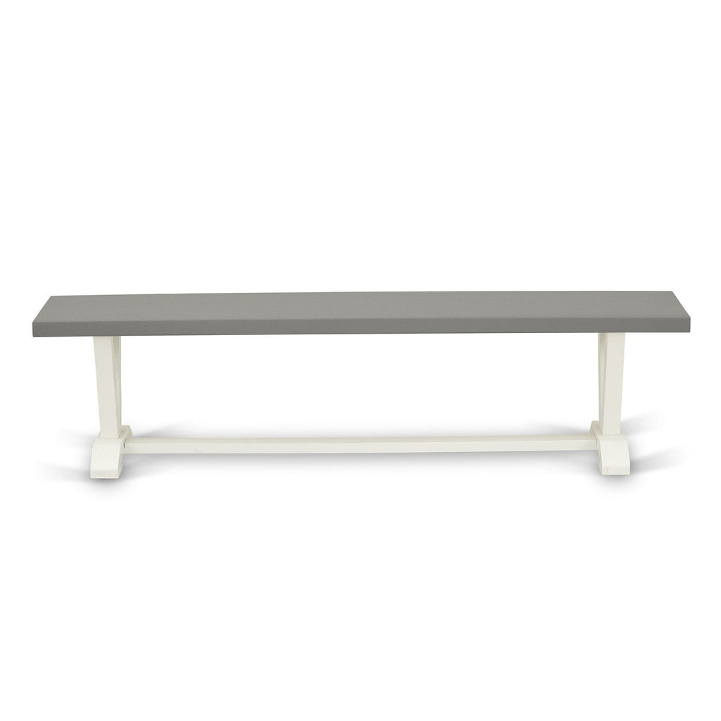 East West Furniture V097FL201-6 6 Piece Dinette Set Contains a Rectangle Dining Room Table with V-Legs and 4 Cream Linen Fabric Upholstered Chairs with a Bench