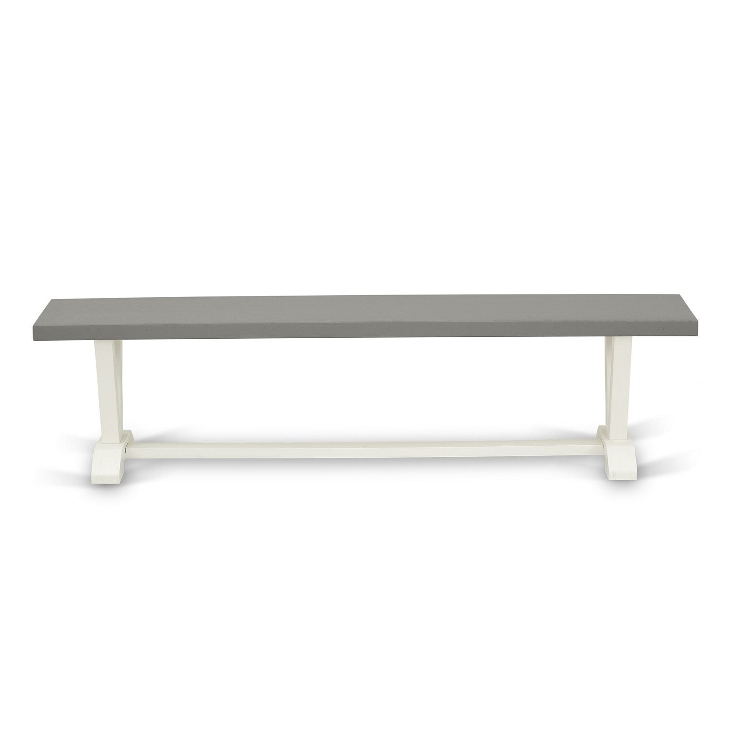 Juego de mesa de comedor de 6 piezas East West Furniture V097LA206-6. Contiene una mesa de comedor rectangular con patas en V y 4 sillas Parson de tela de lino Shitake con un banco.