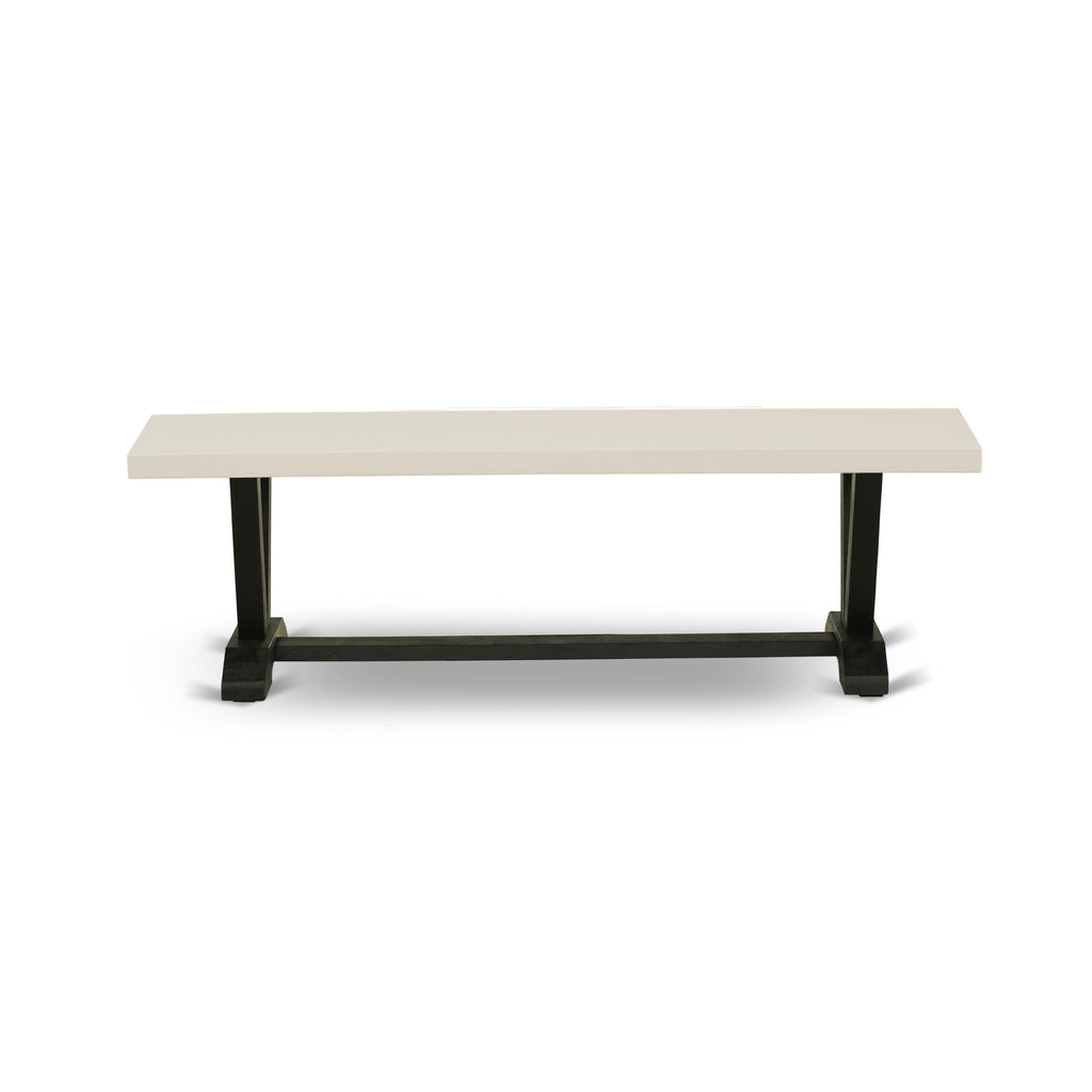 East West Furniture V2-626 3 Piece Kitchen Table & Chairs Set Contains a Rectangle Dining Room Table with V-Legs and 2 Dining Bench