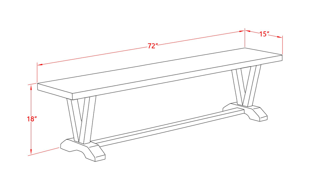 Juego de comedor de 6 piezas East West Furniture V697AB106-6 que incluye una mesa de comedor rectangular con patas en V y 4 sillas tapizadas en tela de lino Shitake con un banco.