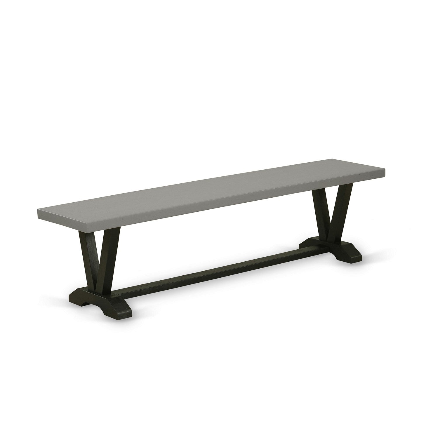 East West Furniture V697SI648-6 6-Piece Modern Dining Table Set- 4 Coffee Linen Fabric Kitchen Chairs with Button Tufted Back - A Kitchen Table and 1 Wooden Dining Bench - Cement Finish