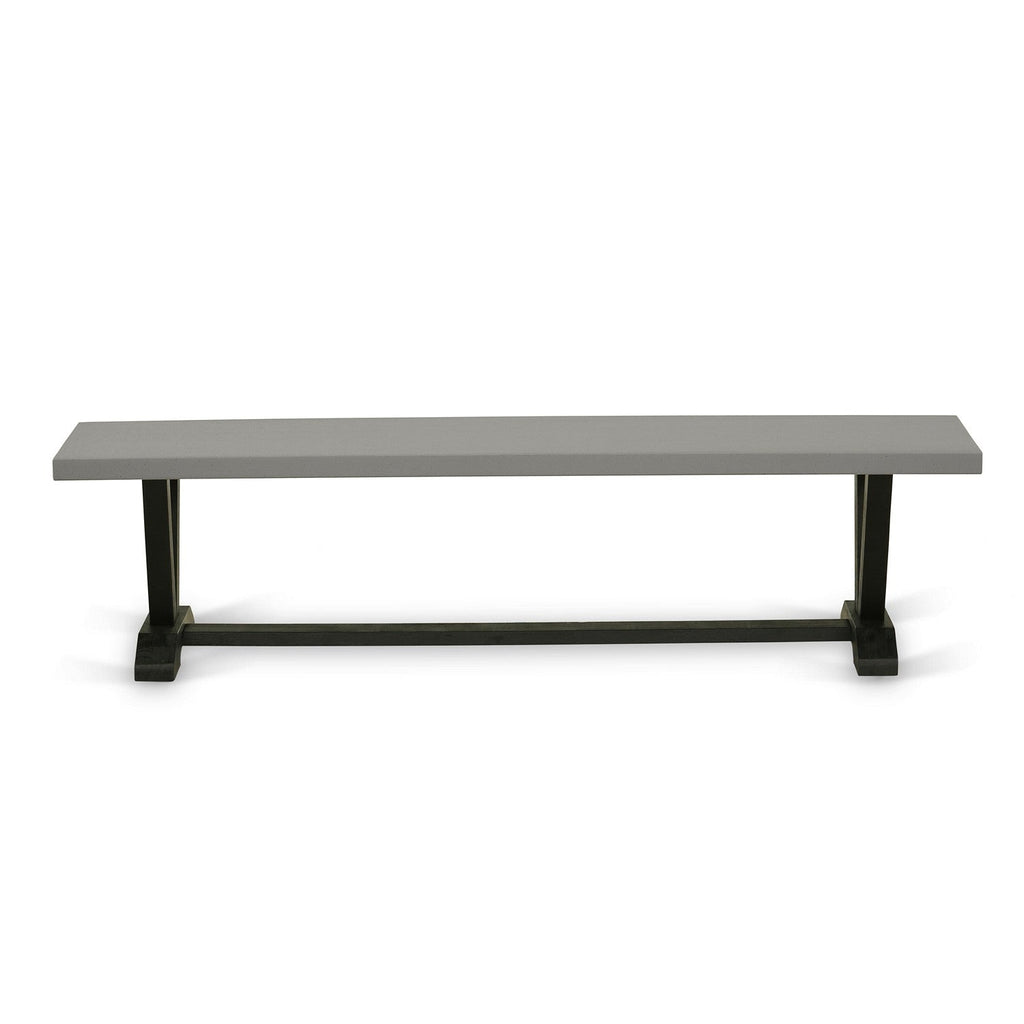 Juego de comedor de 6 piezas East West Furniture V697AB106-6 que incluye una mesa de comedor rectangular con patas en V y 4 sillas tapizadas en tela de lino Shitake con un banco.