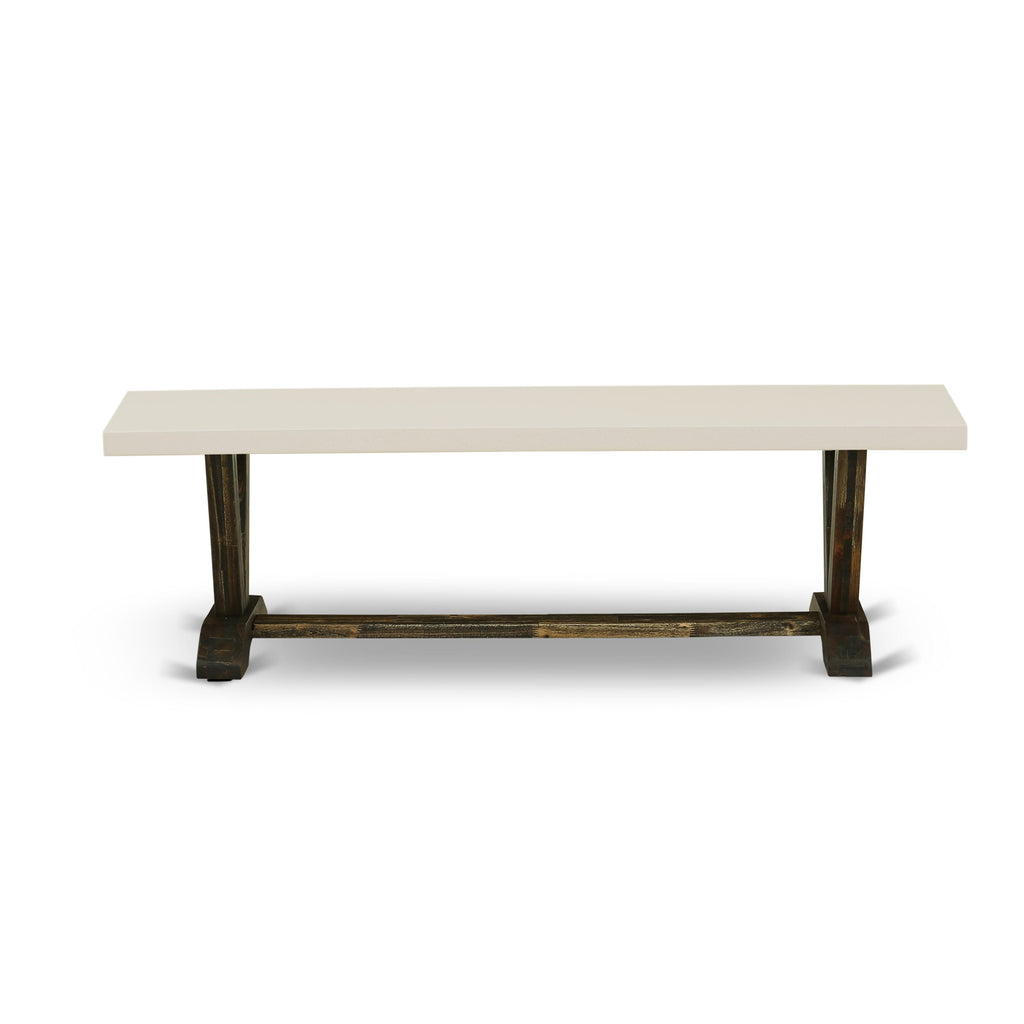 East West Furniture V2-726 3 Piece Kitchen Table Set for Small Spaces Contains a Rectangle Dining Table with V-Legs and 2 Dining Room Bench