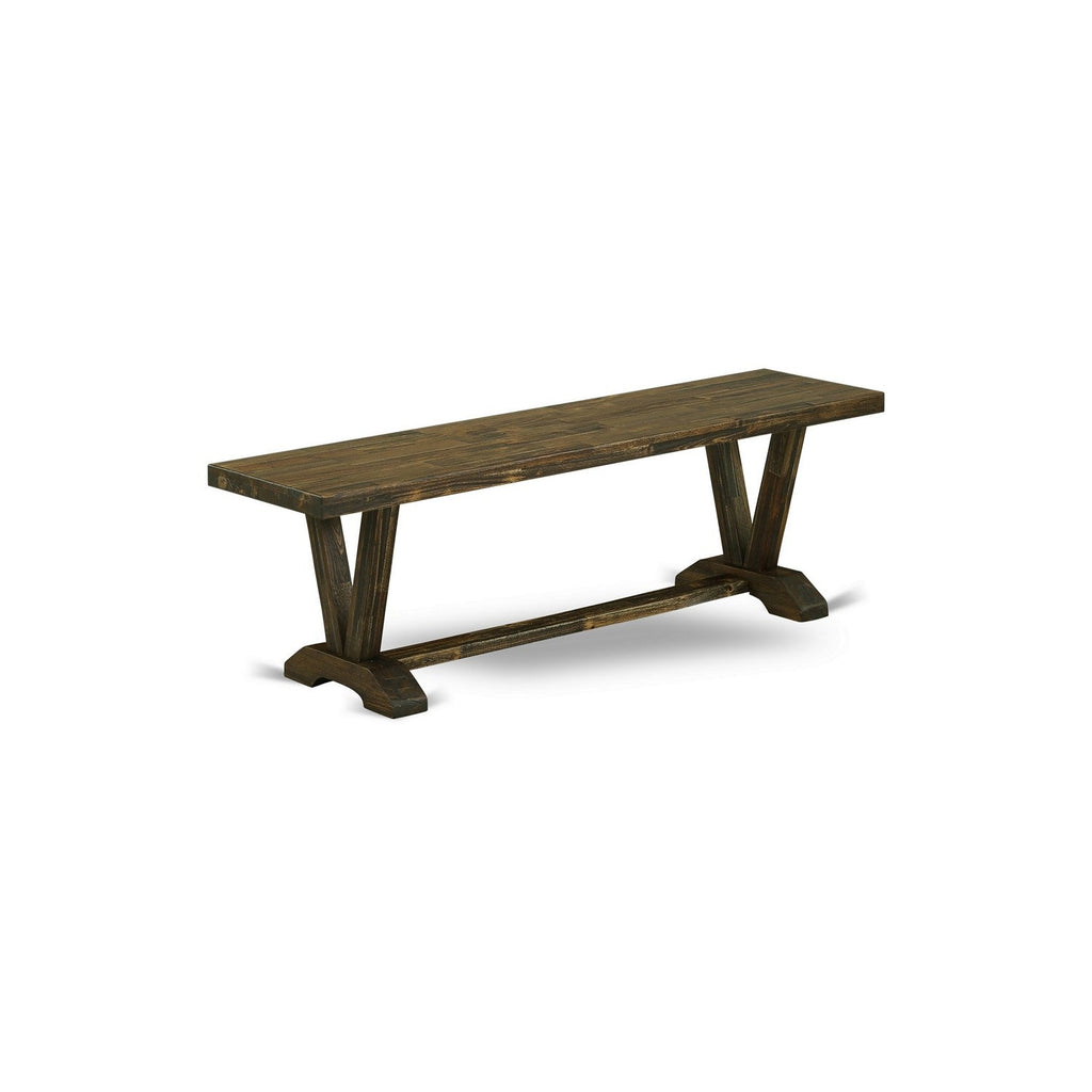 Juego de comedor de 3 piezas East West Furniture V2-776 para espacios pequeños. Contiene una mesa de comedor rectangular con patas en V y 2 bancos de mesa de comedor.