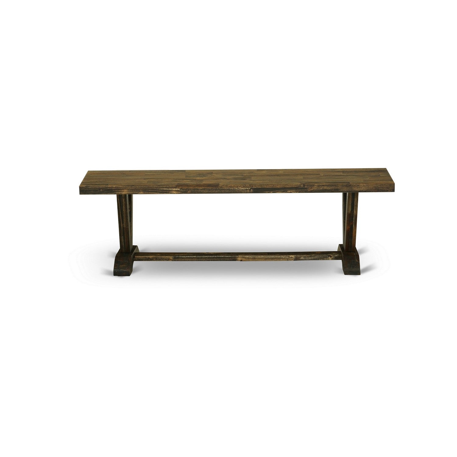 East West Furniture V2-776 3 Piece Dining Table Set - 1 Small Kitchen Table and 2 Kitchen Table Bench - Distressed Jacobean Table top and Distressed Jacobean base Finish