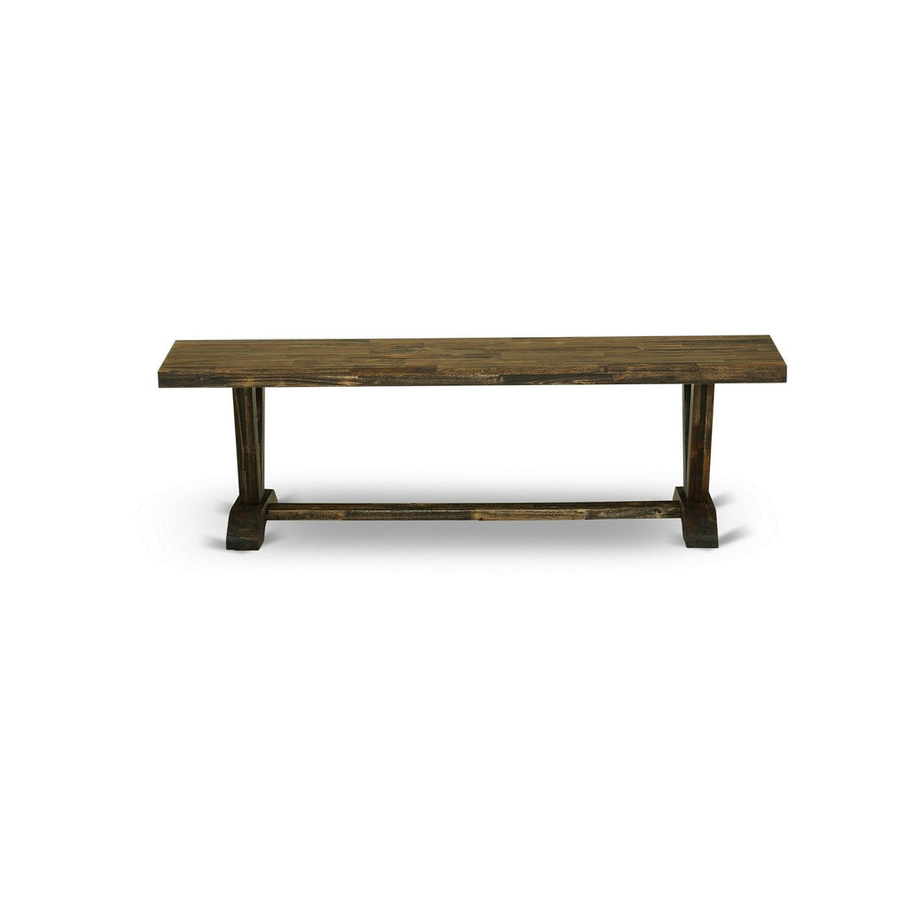 Juego de comedor de 3 piezas East West Furniture V2-776 para espacios pequeños. Contiene una mesa de comedor rectangular con patas en V y 2 bancos de mesa de comedor.