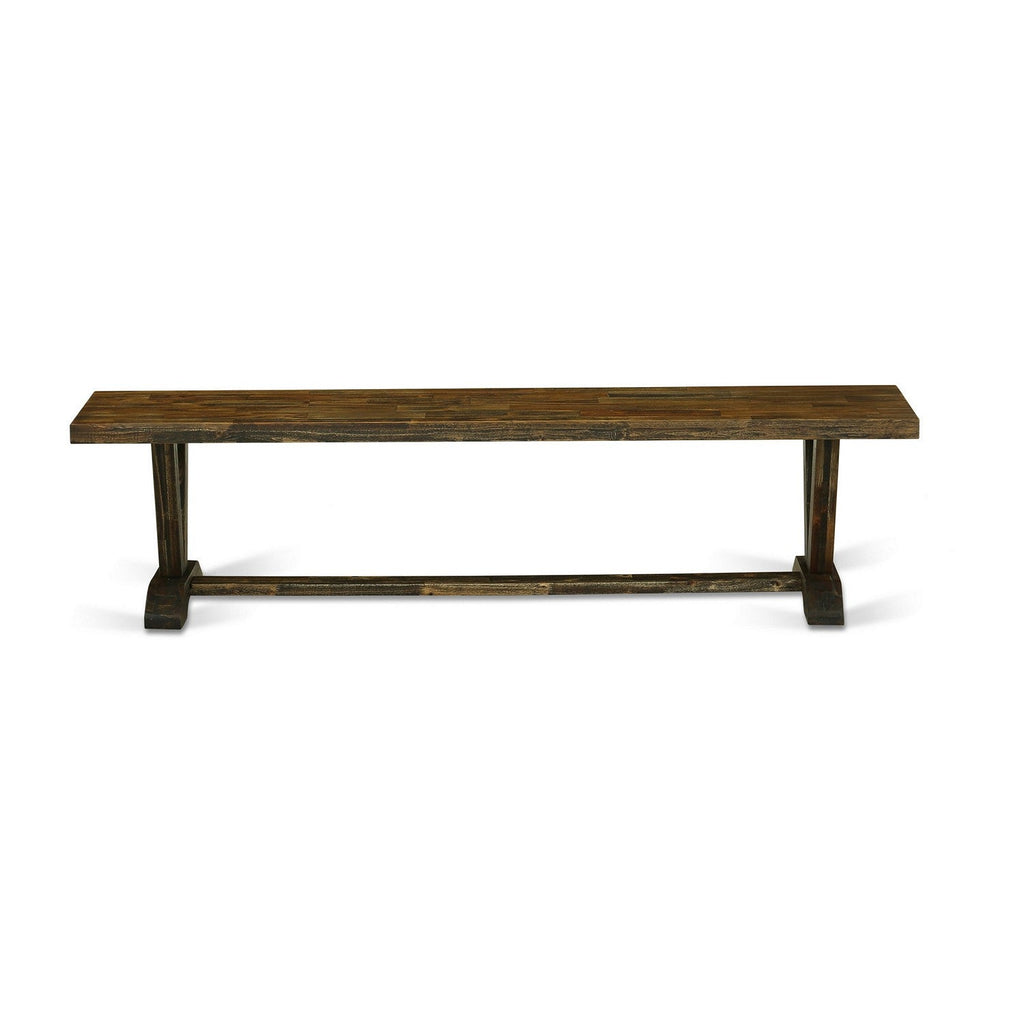 East West Furniture V2-777 3 Piece Dining Set Contains a Rectangle Dining Room Table with V-Legs and 2 Kitchen Bench