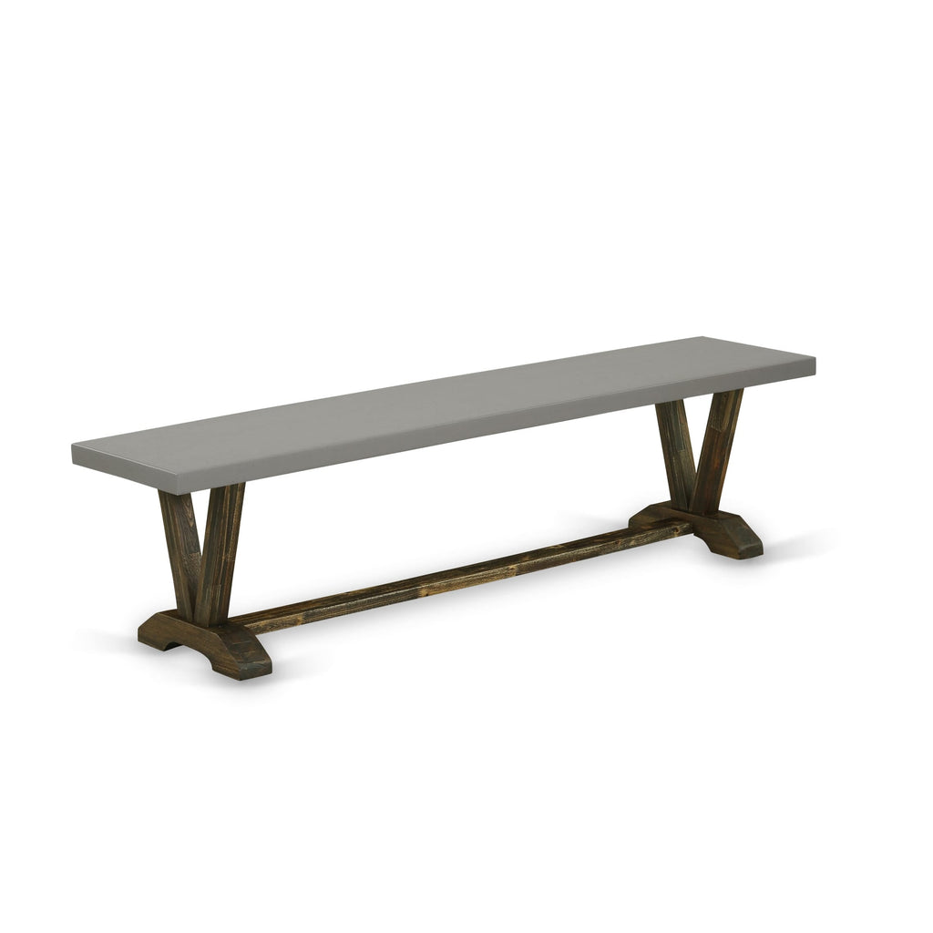 East West Furniture V797MZ748-6 6 Piece Modern Dining Table Set Contains a Rectangle Wooden Table with V-Legs and 4 Coffee Linen Fabric Parson Chairs with a Bench