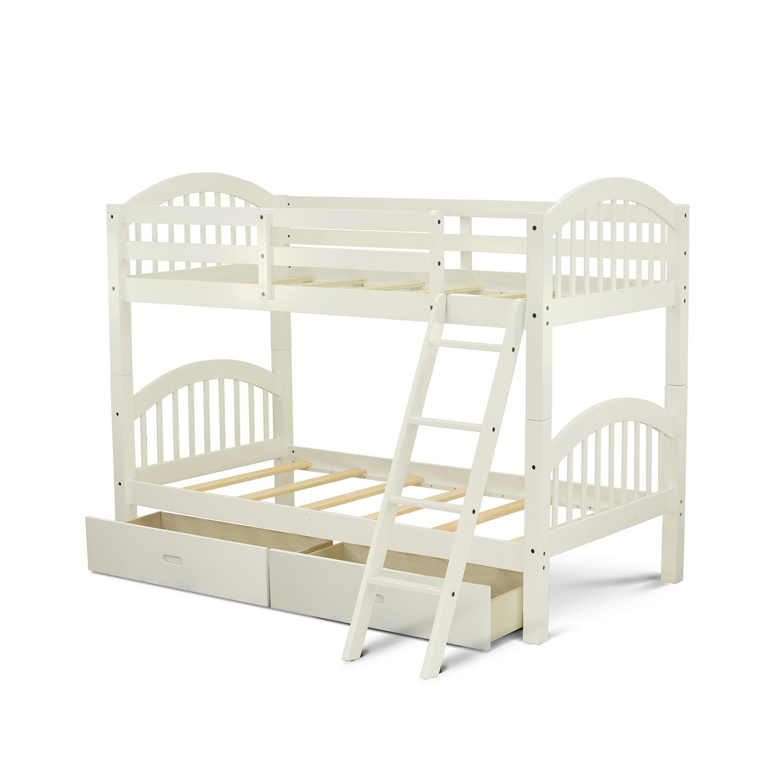 Litera doble Verona de East West Furniture con acabado blanco y cajón inferior