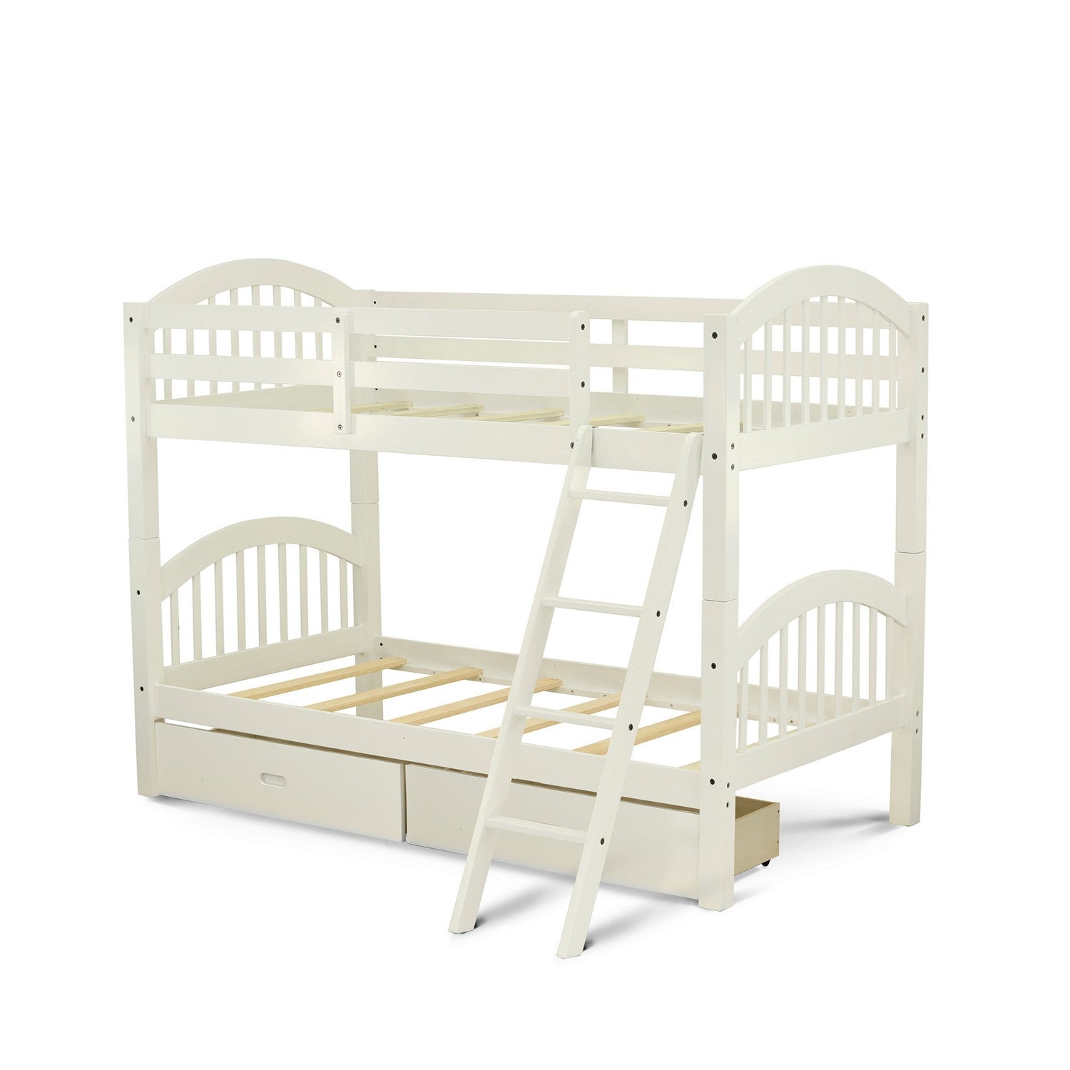 Litera doble Verona de East West Furniture con acabado blanco y cajón inferior