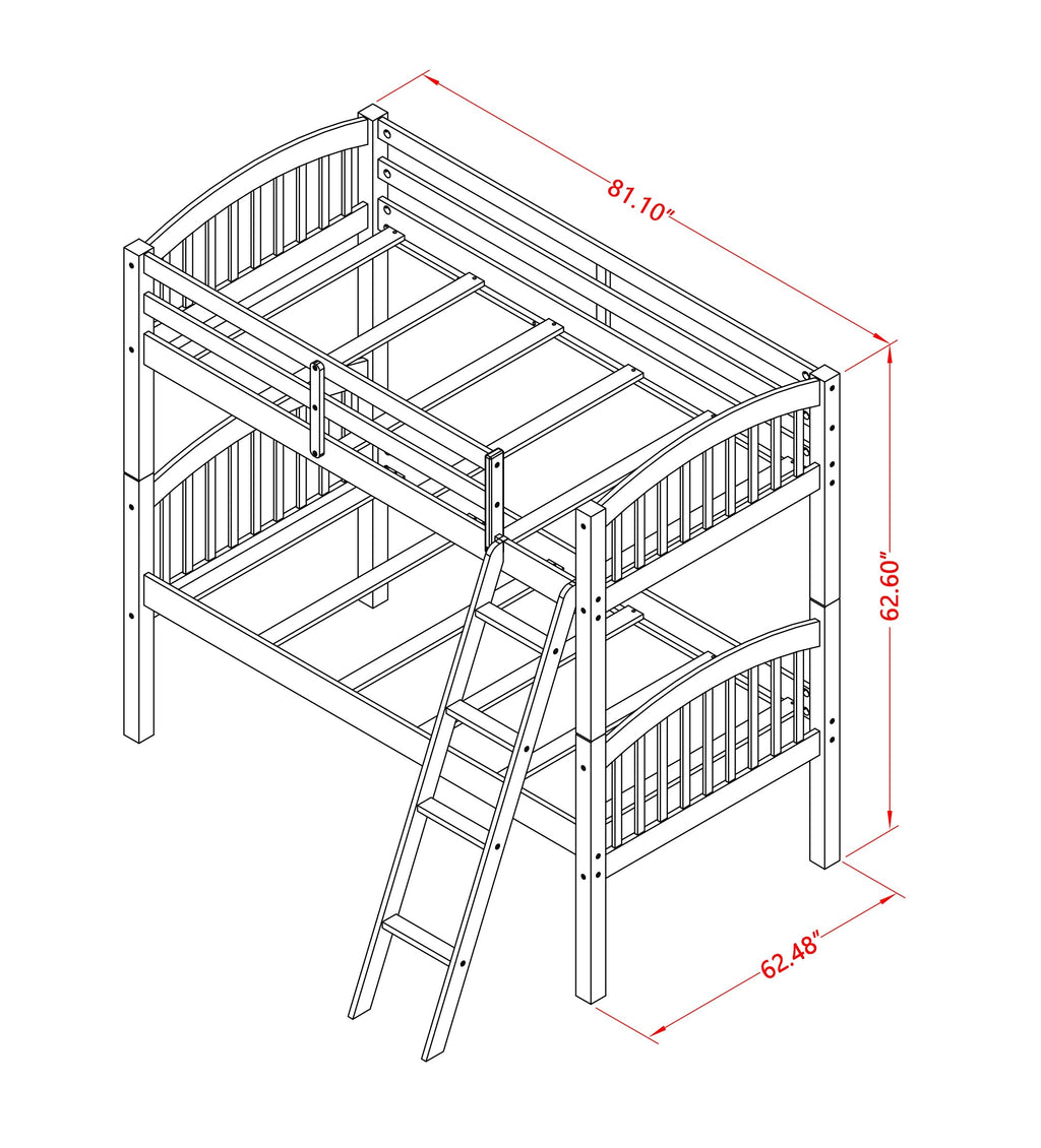 East West Furniture Verona Twin Bunk Bed in White Finish