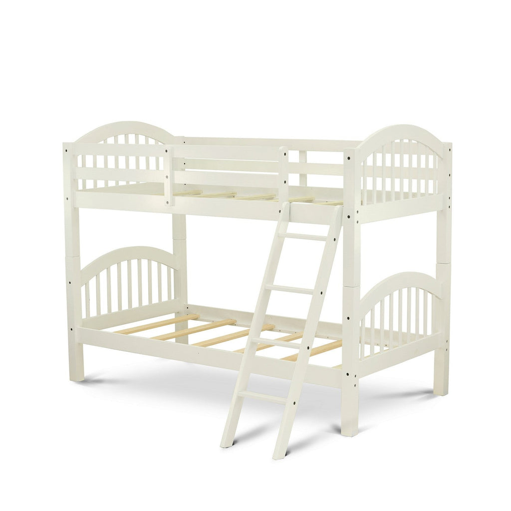 East West Furniture Verona Twin Bunk Bed in White Finish