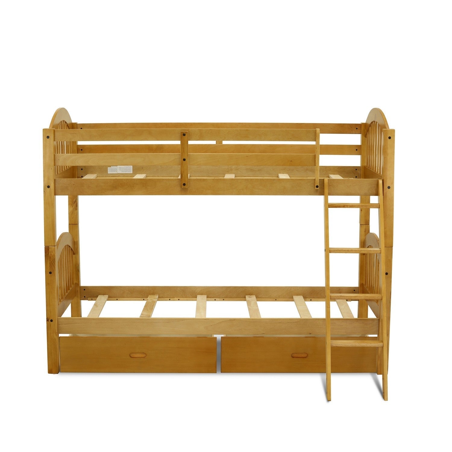 East West Furniture Verona Twin Bunk Bed in Natural Oak Finish with Under Drawer