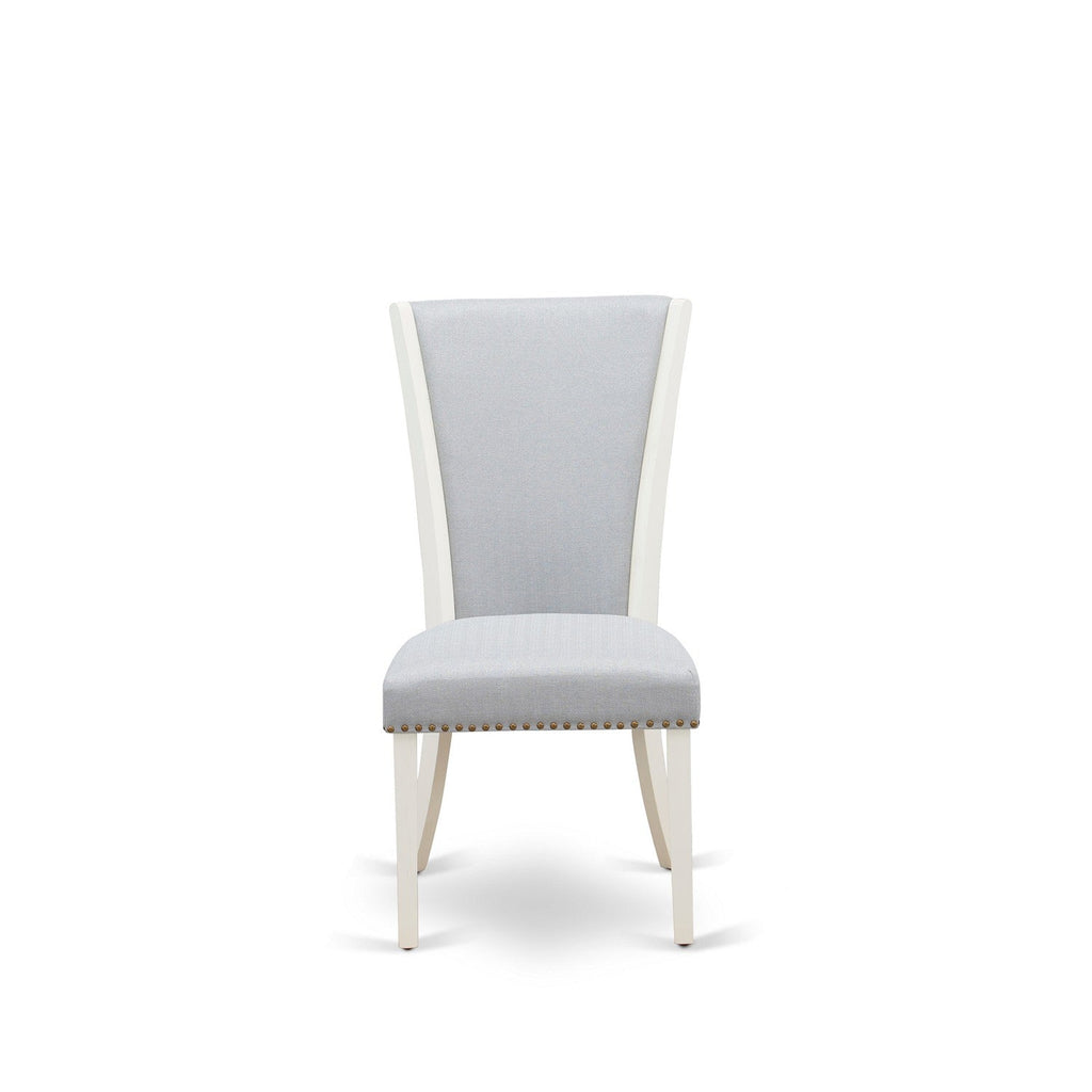 East West Furniture VEP0T05 Verona Parson Chairs - Nailhead Trim Grey Linen Fabric Padded Dining Chairs