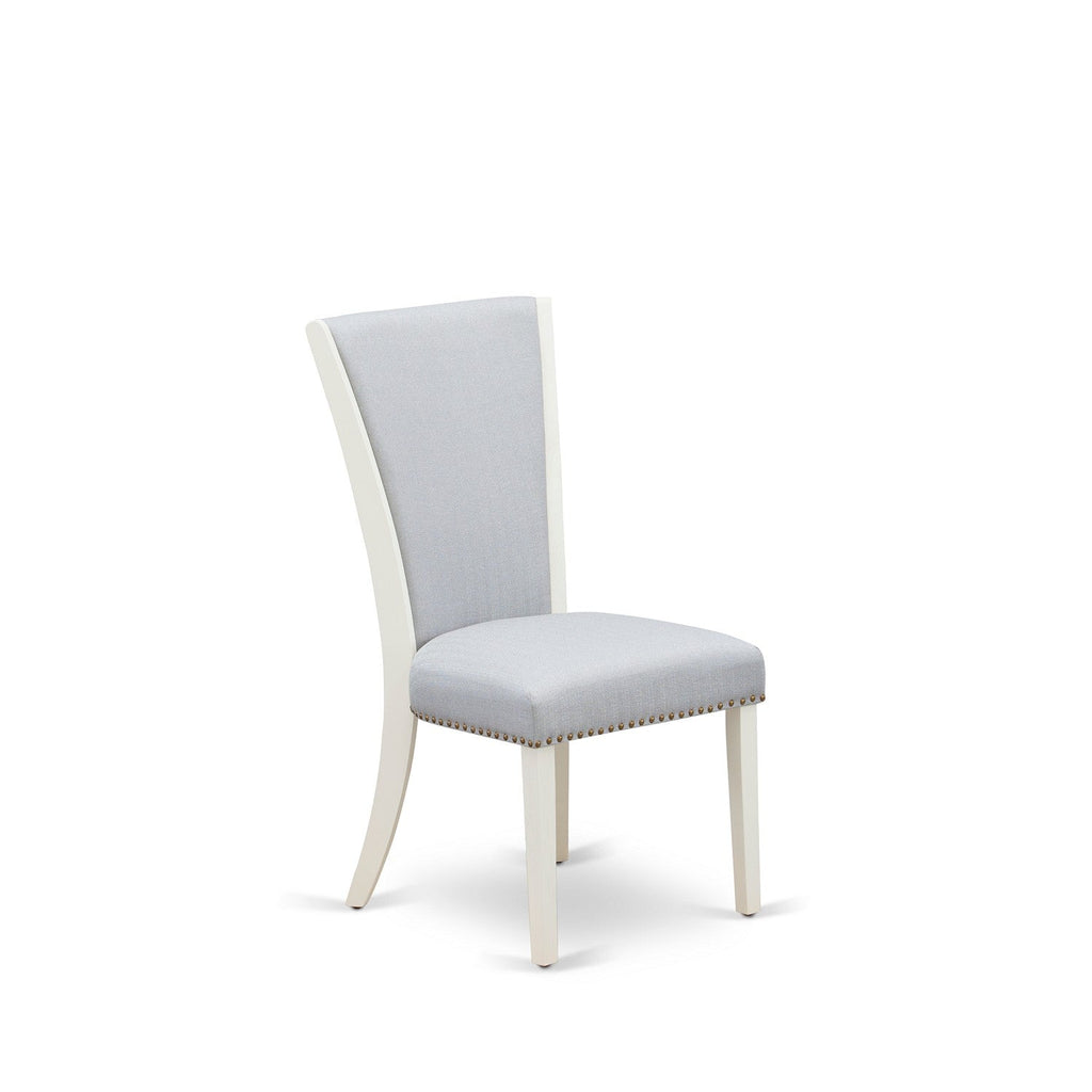 East West Furniture X096VE005-5 5 Piece Dining Room Table Set Includes a Rectangle Dining Table with X-Legs and 4 Grey Linen Fabric Upholstered Parson Chairs