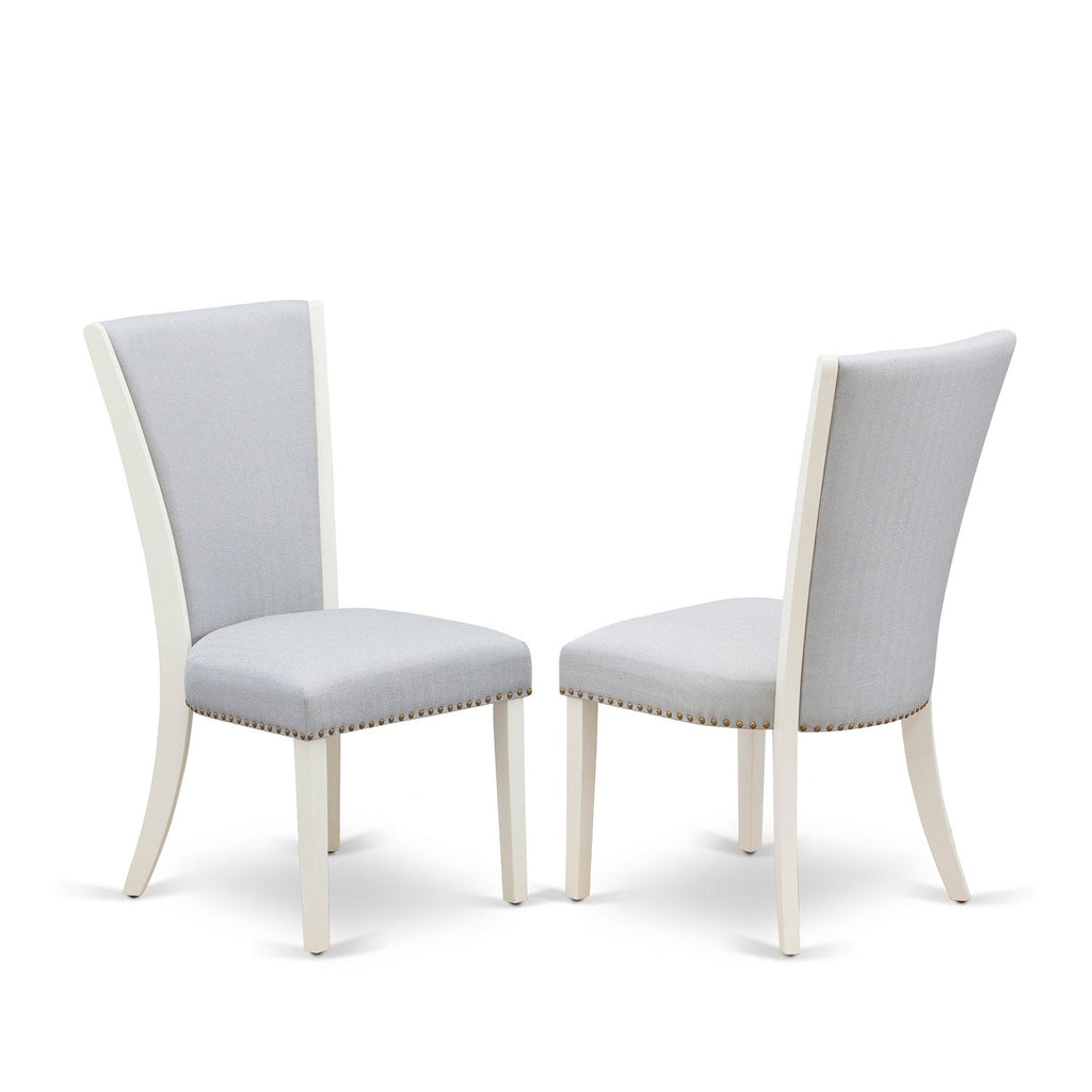 East West Furniture VEP0T05 Verona Parson Chairs - Nailhead Trim Grey Linen Fabric Padded Dining Chairs