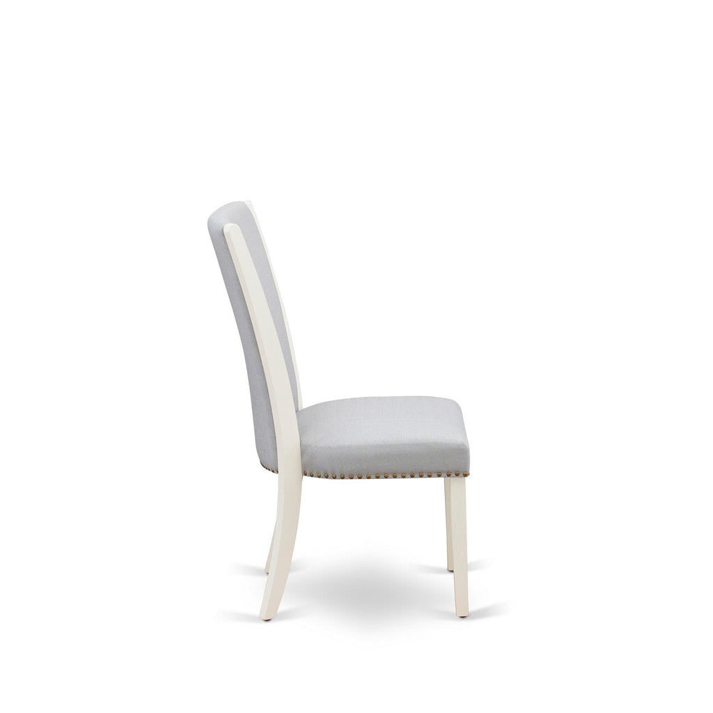 East West Furniture VEP0T05 Verona Parson Chairs - Nailhead Trim Grey Linen Fabric Padded Dining Chairs