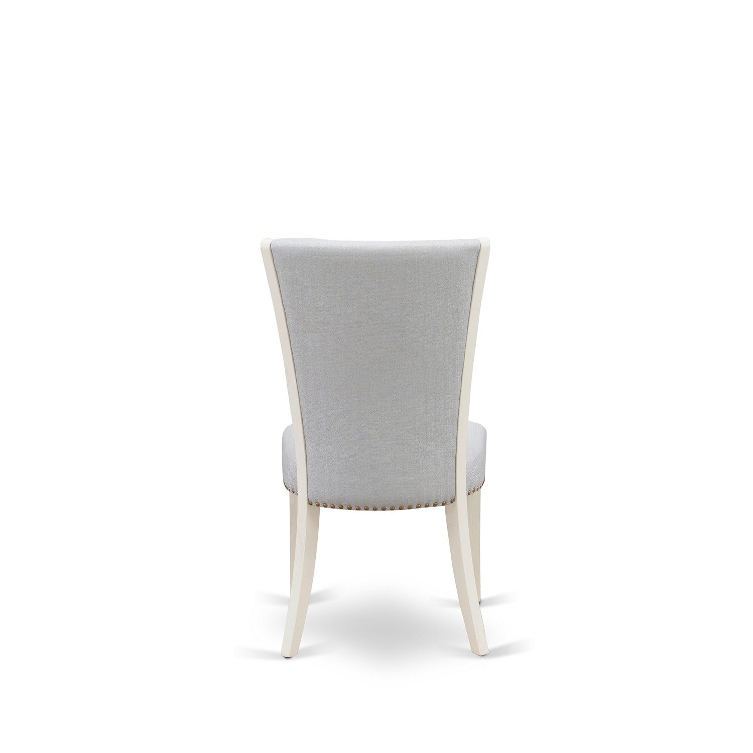 East West Furniture 9-Pc Dining Table Set Consists of 8 Dining Chairs with Upholstered Seat-Rectangular Rectangular Dining Table - Distressed Jacobean and Wirebrushed Linen White Finish