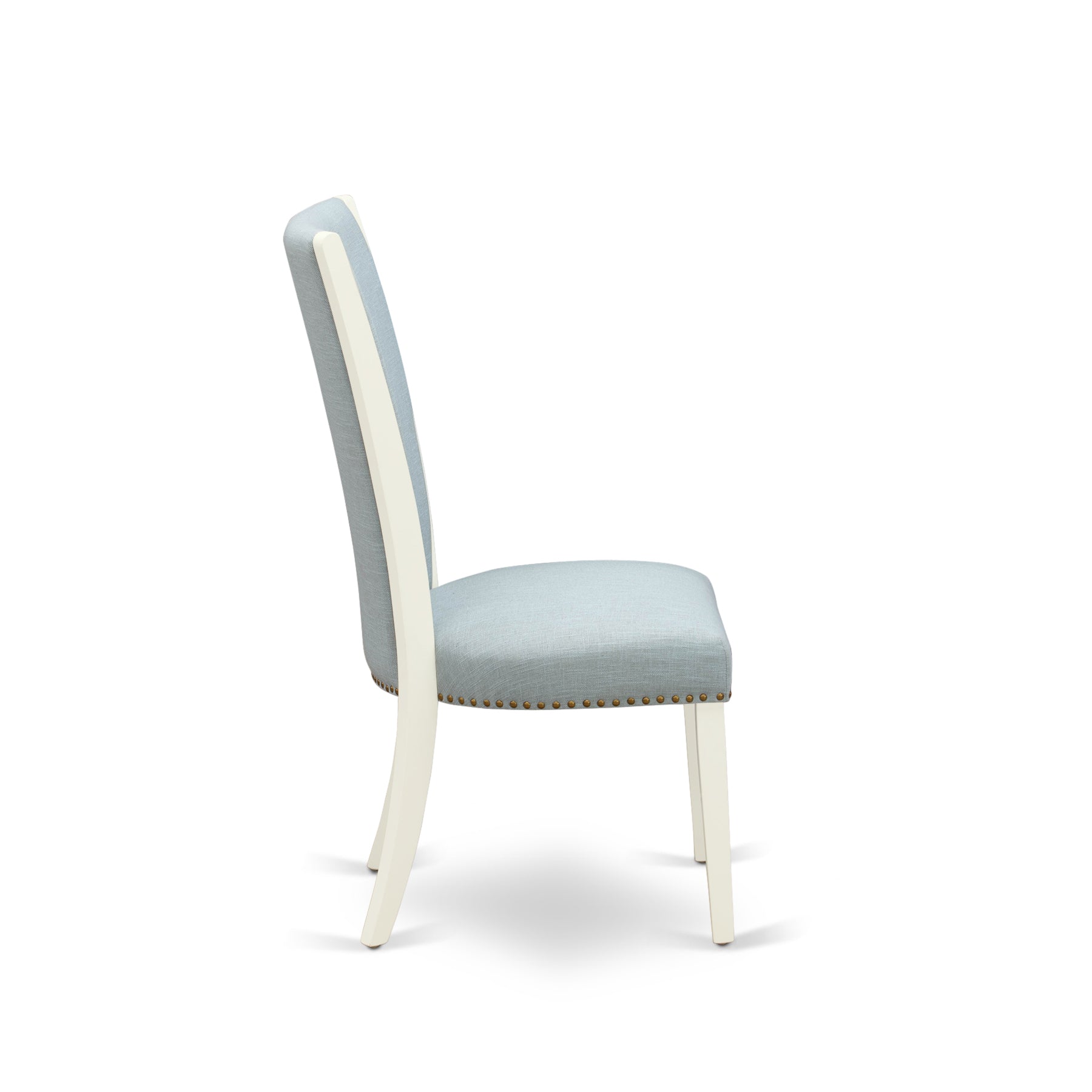 East-West Furniture NFVE3-WHI-15 - A dining room table set of 2 great kitchen dining chairs with Linen Fabric Baby Blue color and a stunning 12" butterfly leaf rectangle kitchen table with Linen White color