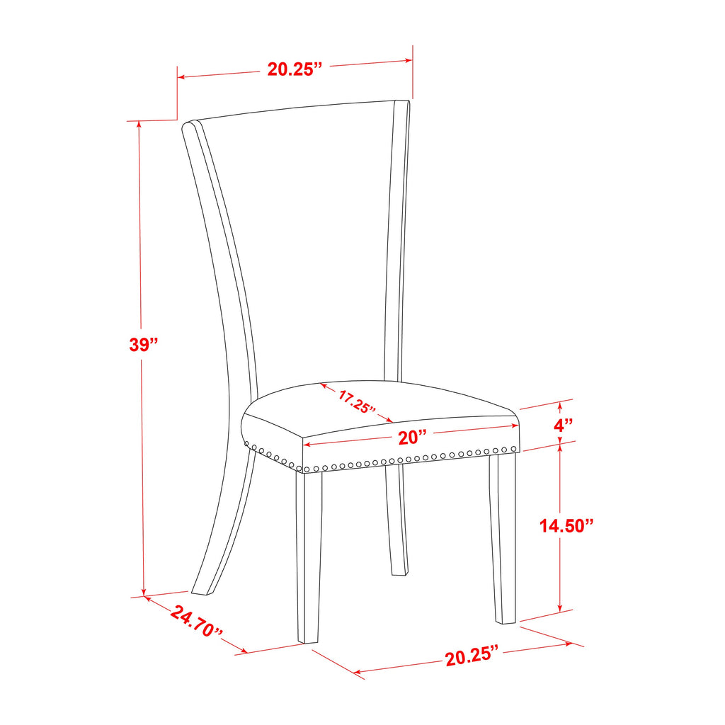 East West Furniture ANVE5-MAH-47 5 Piece Kitchen Table & Chairs Set Includes a Round Dining Room Table with Pedestal and 4 Light Sable Linen Fabric Parsons Chairs
