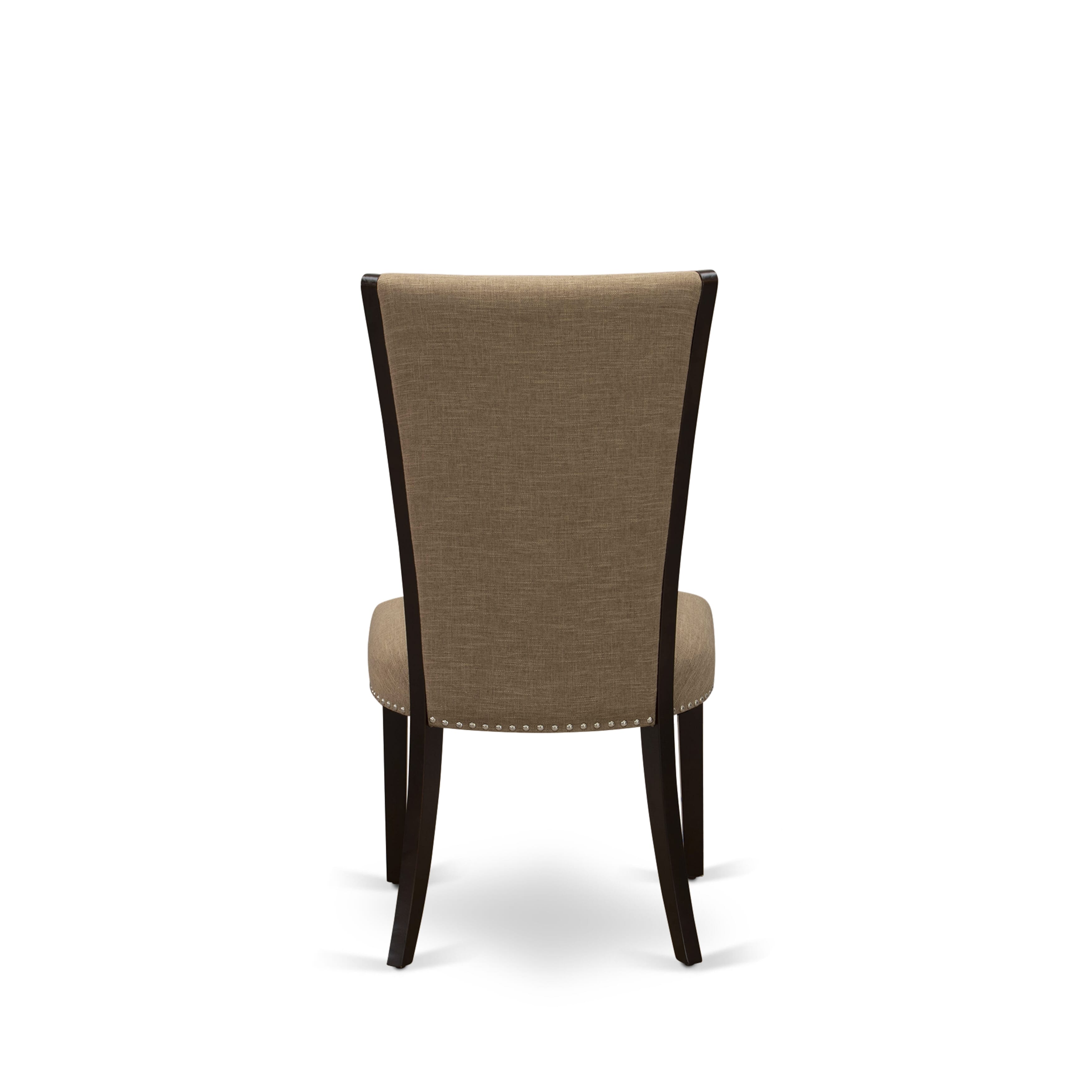 EAST WEST FURNITURE - MZVE3-MAH-47 - 3 Pc Modern Dining Table Set - 2 Light Sable Linen Fabric Kitchen Chairs with High Back and Dropleafs Rectangular Dining Table - Mahogany Finish