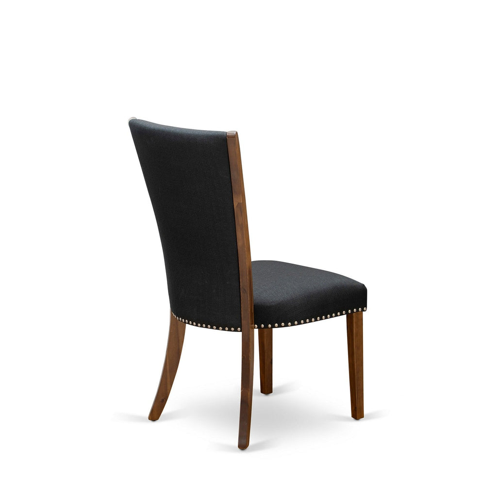 East West Furniture CNVE7-N8-24 7 Piece Dinette Set Consist of a Rectangle Rustic Wood Dining Room Table and 6 Black Color Linen Fabric Upholstered Chairs