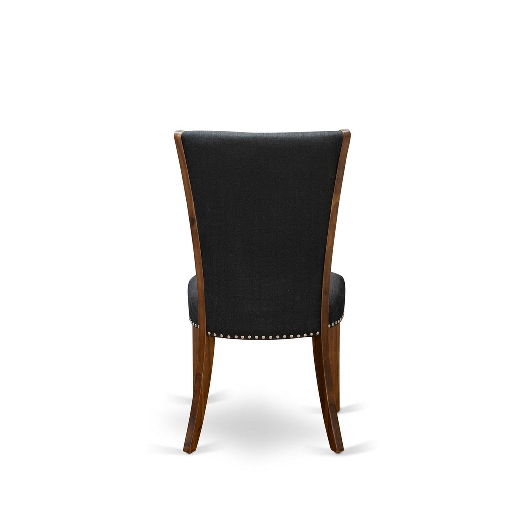 East West Furniture CNVE7-N8-24 7 Piece Dinette Set Consist of a Rectangle Rustic Wood Dining Room Table and 6 Black Color Linen Fabric Upholstered Chairs