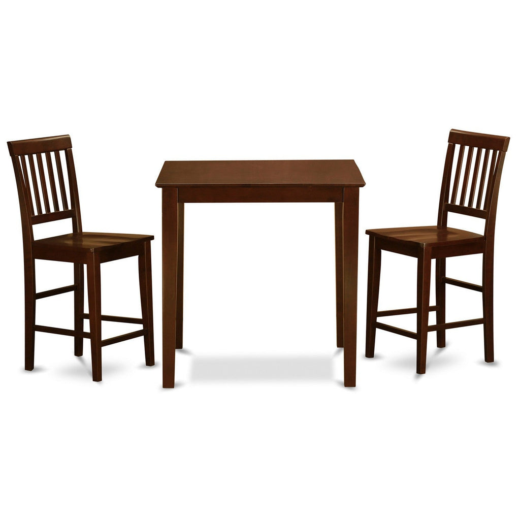 East West Furniture VERN3-MAH-W 3 Piece Counter Height Dining Set for Small Spaces Contains a Square Kitchen Table and 2 Dining Room Chairs, 36x36 Inch, Mahogany