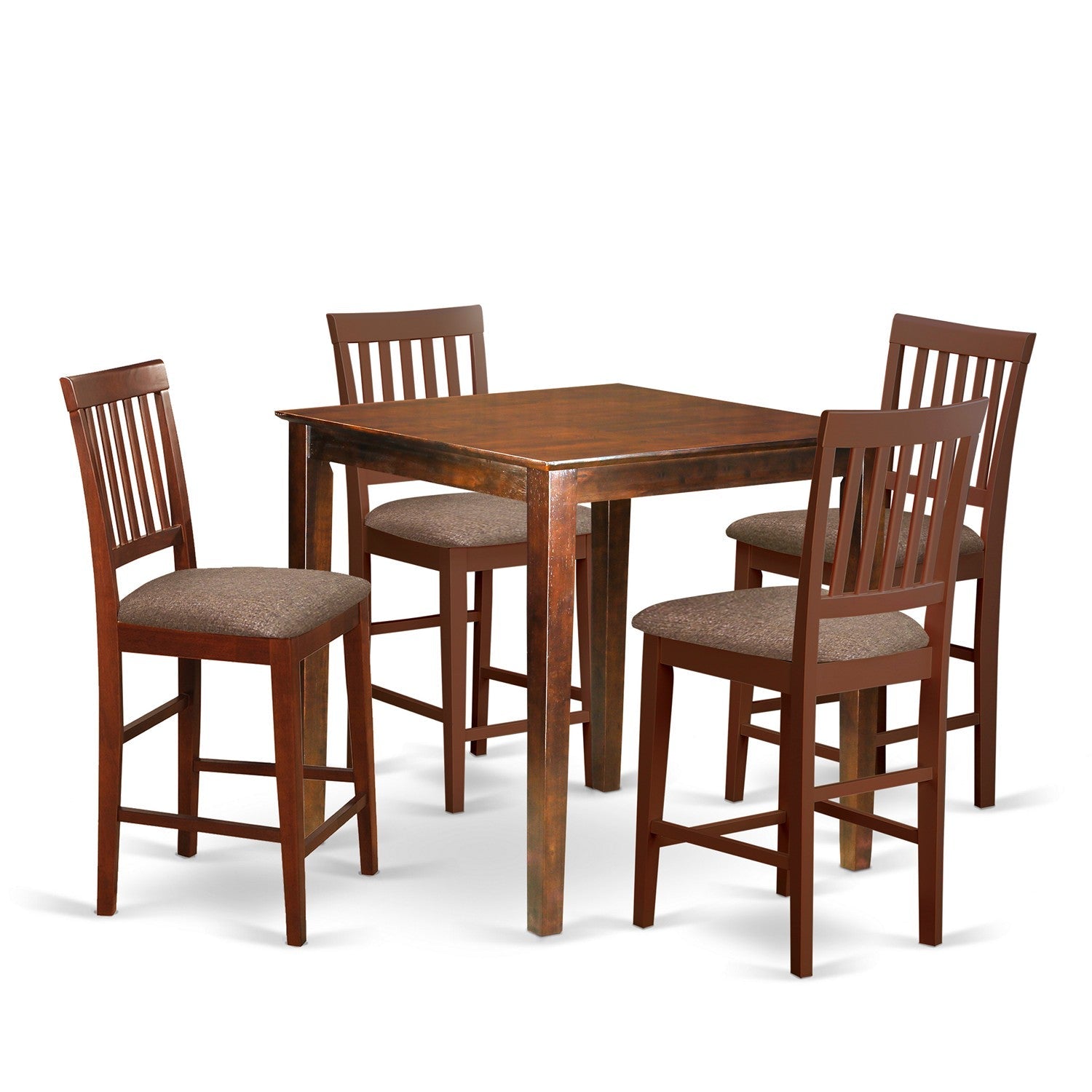 VERN5-MAH-C 5 PC Counter height Table set-Square counter height Table and 4 counter height Chairs