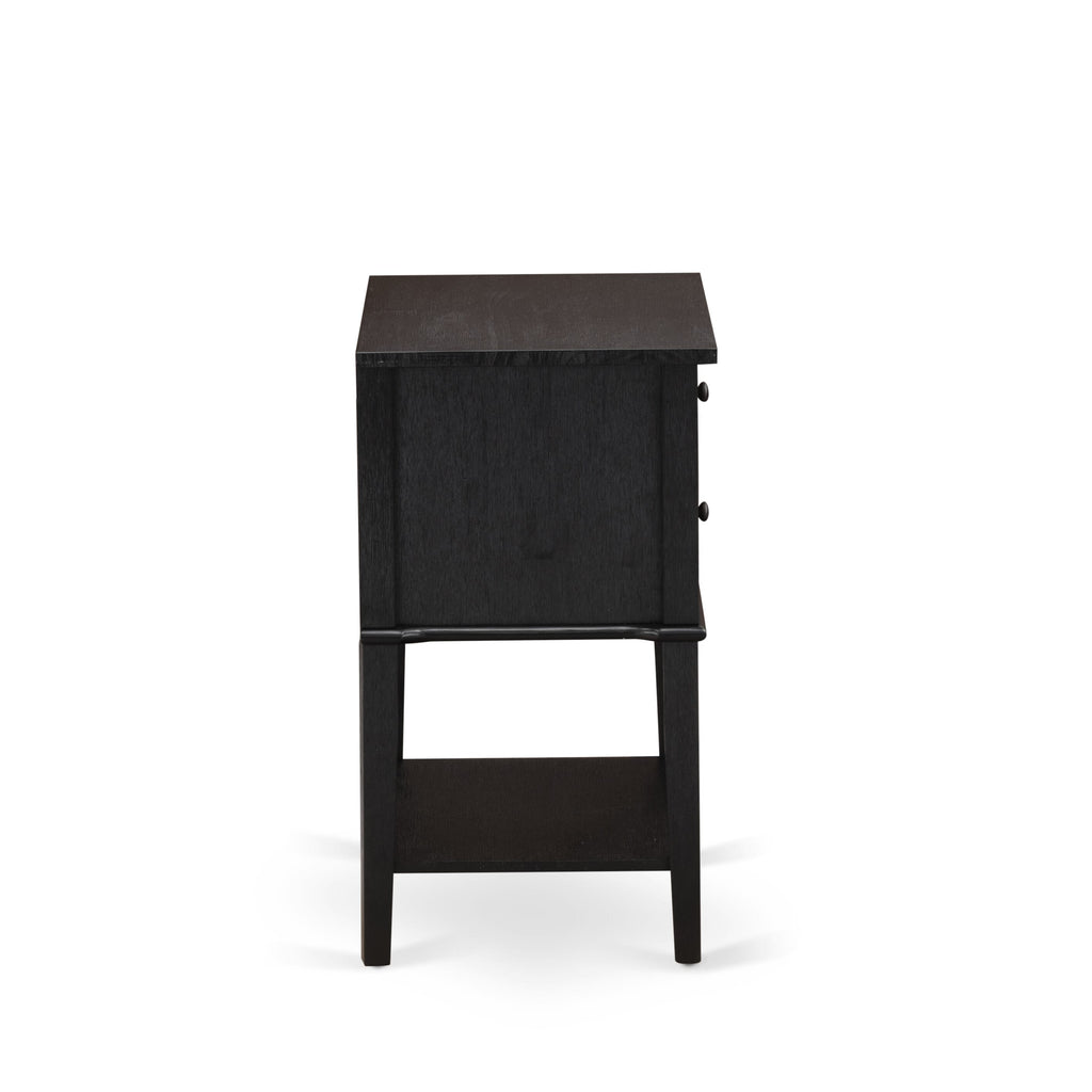 East West Furniture VL-06-ET Valencia Side Table - Rectangle Night Stand with 2 Drawers for Bedroom, 16x22 Inch, Wirebrushed Black