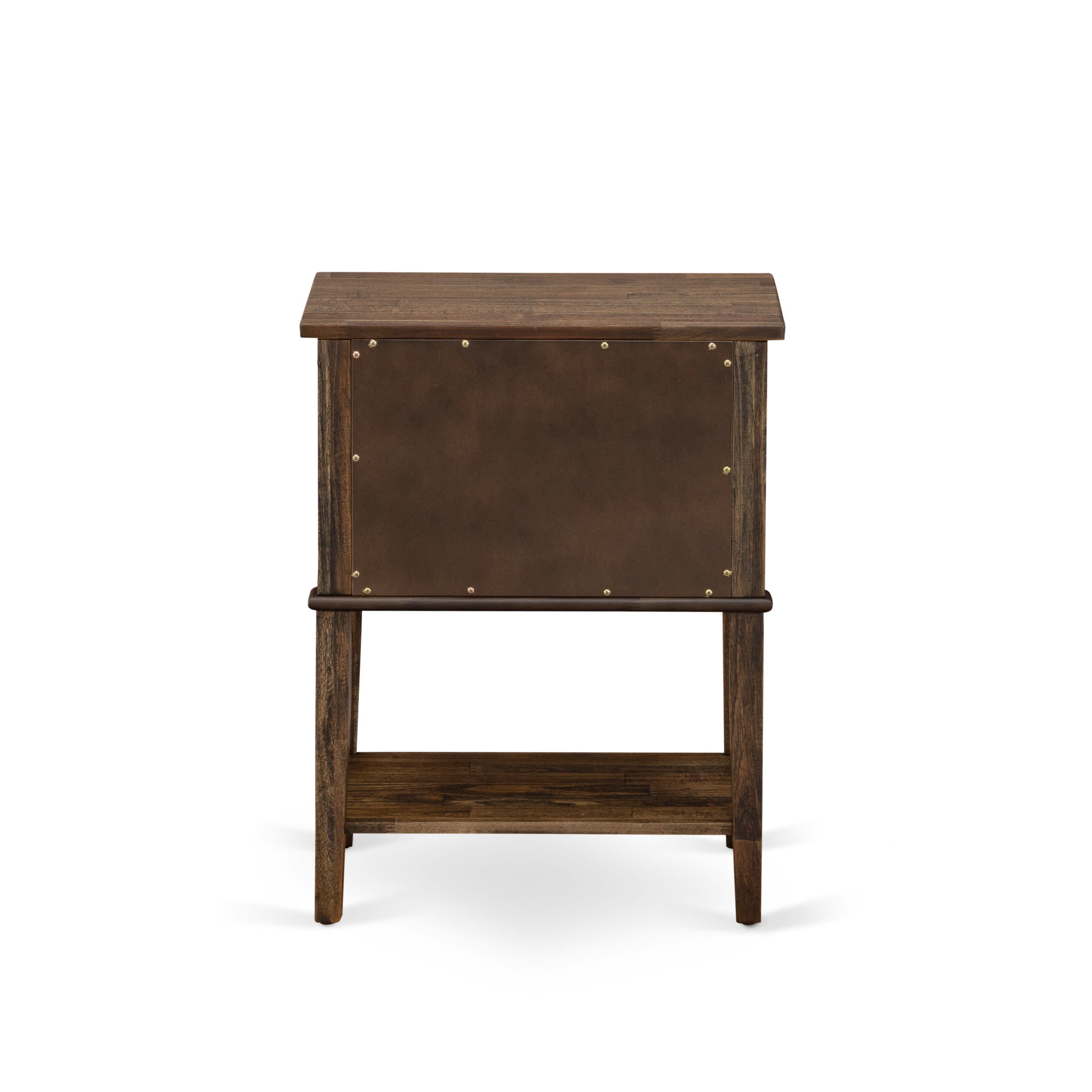 East West Furniture KD16F-1VL07 2 Piece Wooden Bedroom Set - 1 Full Bed Frame Dark Khaki Linen Fabric Padded and Button Tufted Headboard with 1 Night Stands - Distressed Jacobean Finish Nightstand