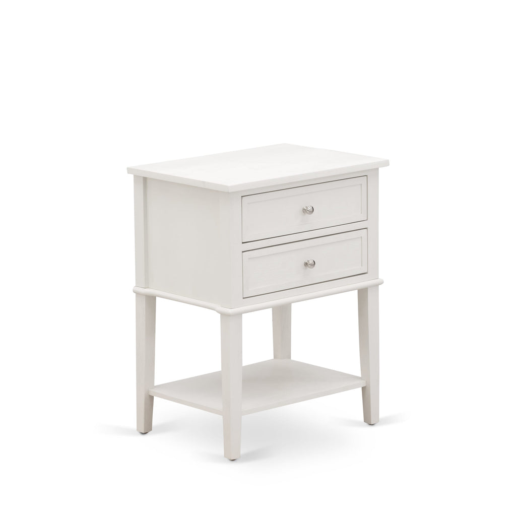 East West Furniture VL-0C-ET Valencia Modern End Table - Rectangle Night Stand with 2 Drawers for Bedroom, 16x22 Inch, Wirebrushed Buttercream