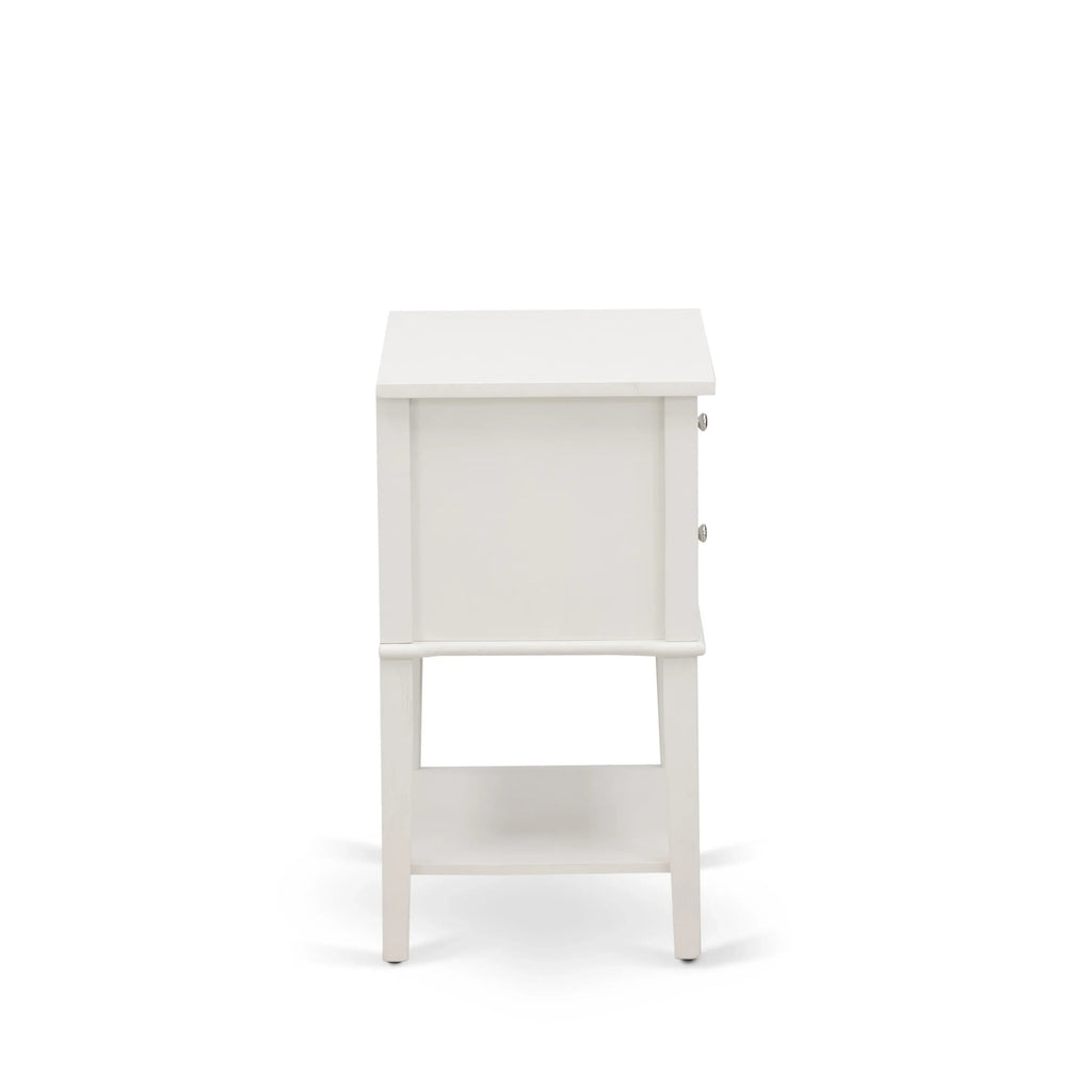 Juego de dormitorio King de 2 piezas NL19K-1VL0C: estructura de cama con botones capitoné, cabecera tapizada en terciopelo blanco y mesita de noche con acabado en crema mantequilla cepillado con alambre.