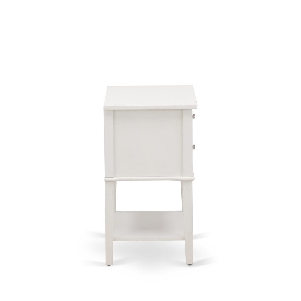Juego de dormitorio de madera East West Furniture KD16F-1VL0C de 2 piezas: 1 cama de plataforma, cabecero acolchado con botones y tela de lino color caqui oscuro, 1 mesita de noche con cajones de mediados de siglo, patas con acabado negro.