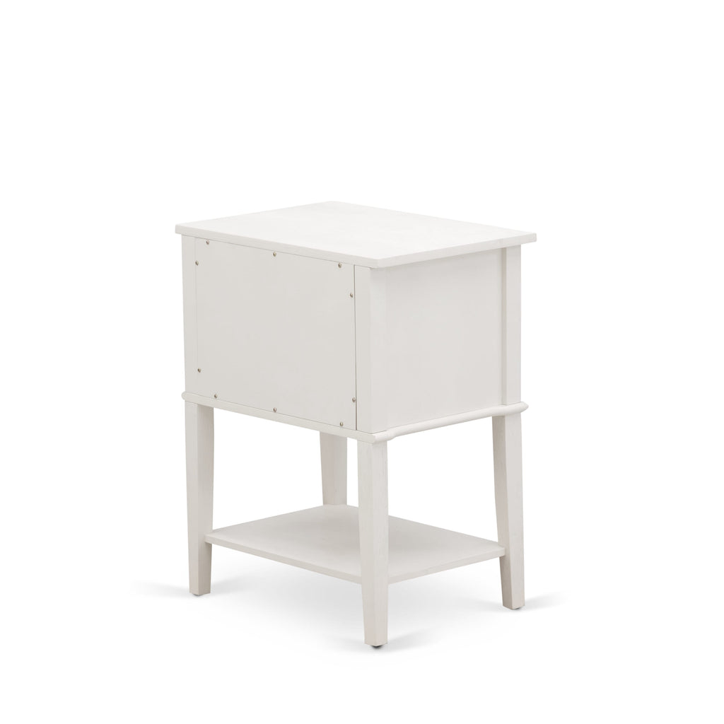 East West Furniture VL-0C-ET Valencia Modern End Table - Rectangle Night Stand with 2 Drawers for Bedroom, 16x22 Inch, Wirebrushed Buttercream
