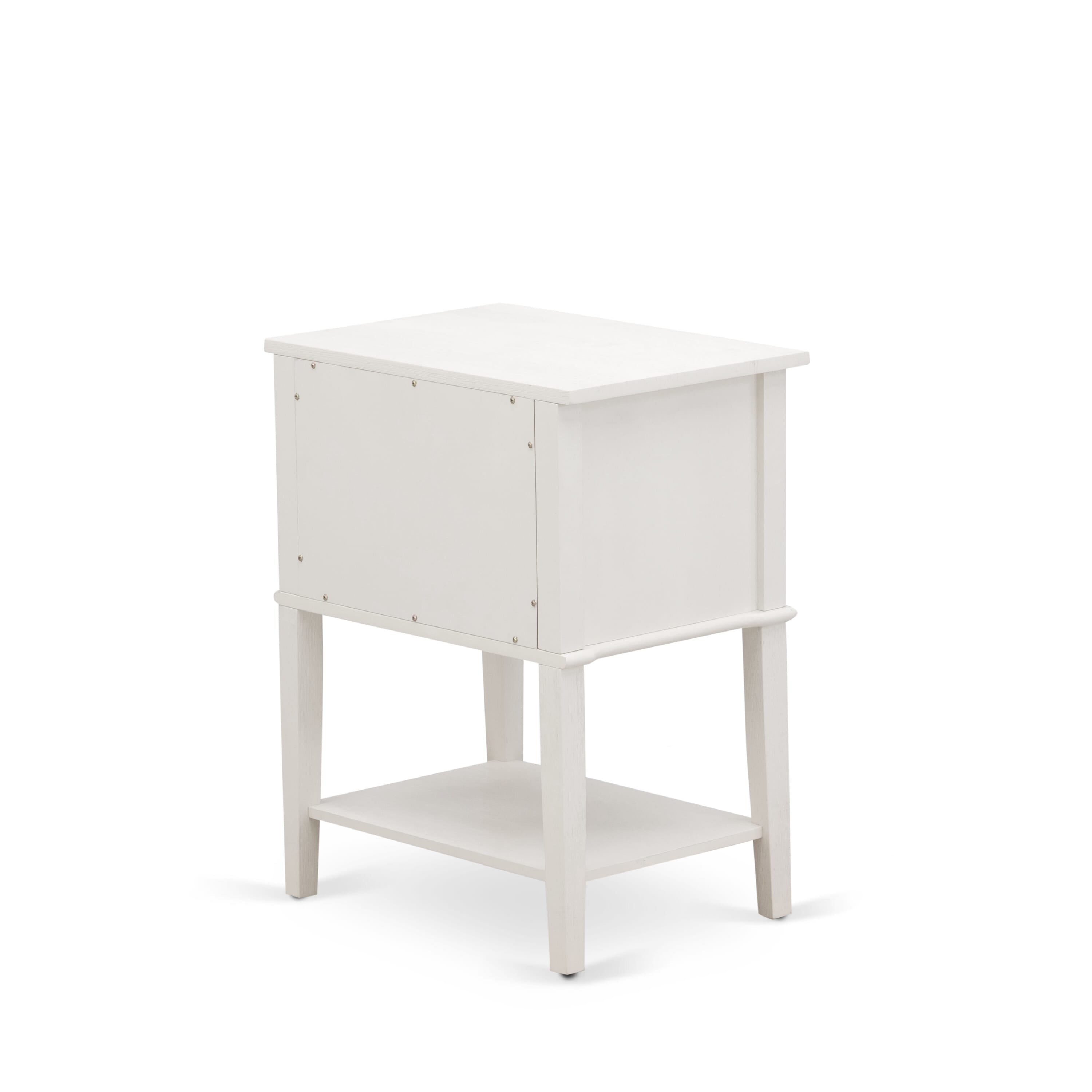 East West Furniture NL19Q-2VL0C 3 Piece Queen Size Bedroom Set - Button Tufted Bed - Linen white Velvet Fabric Upholstered Headboard and a Wire Brushed Butter Cream Finish Nightstand