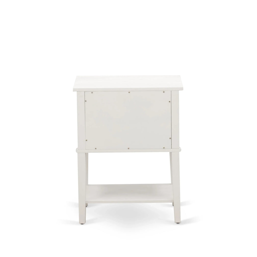 NL19K-2VL0C Juego de cama tamaño king de 3 piezas con estructura capitoné, cabecera tapizada en terciopelo blanco y mesita de noche con acabado en crema mantequilla cepillado con alambre.