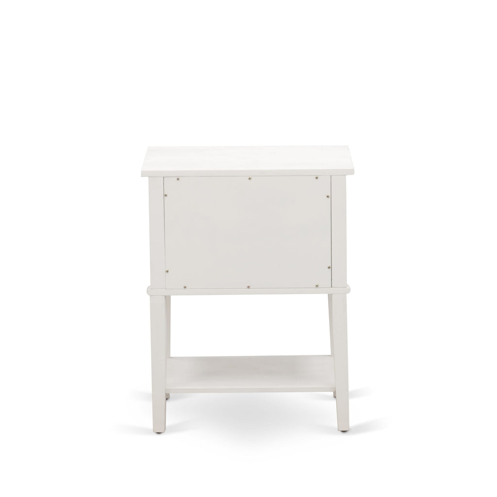 Juego de dormitorio de madera East West Furniture KD16F-1VL0C de 2 piezas: 1 cama de plataforma, cabecero acolchado con botones y tela de lino color caqui oscuro, 1 mesita de noche con cajones de mediados de siglo, patas con acabado negro.